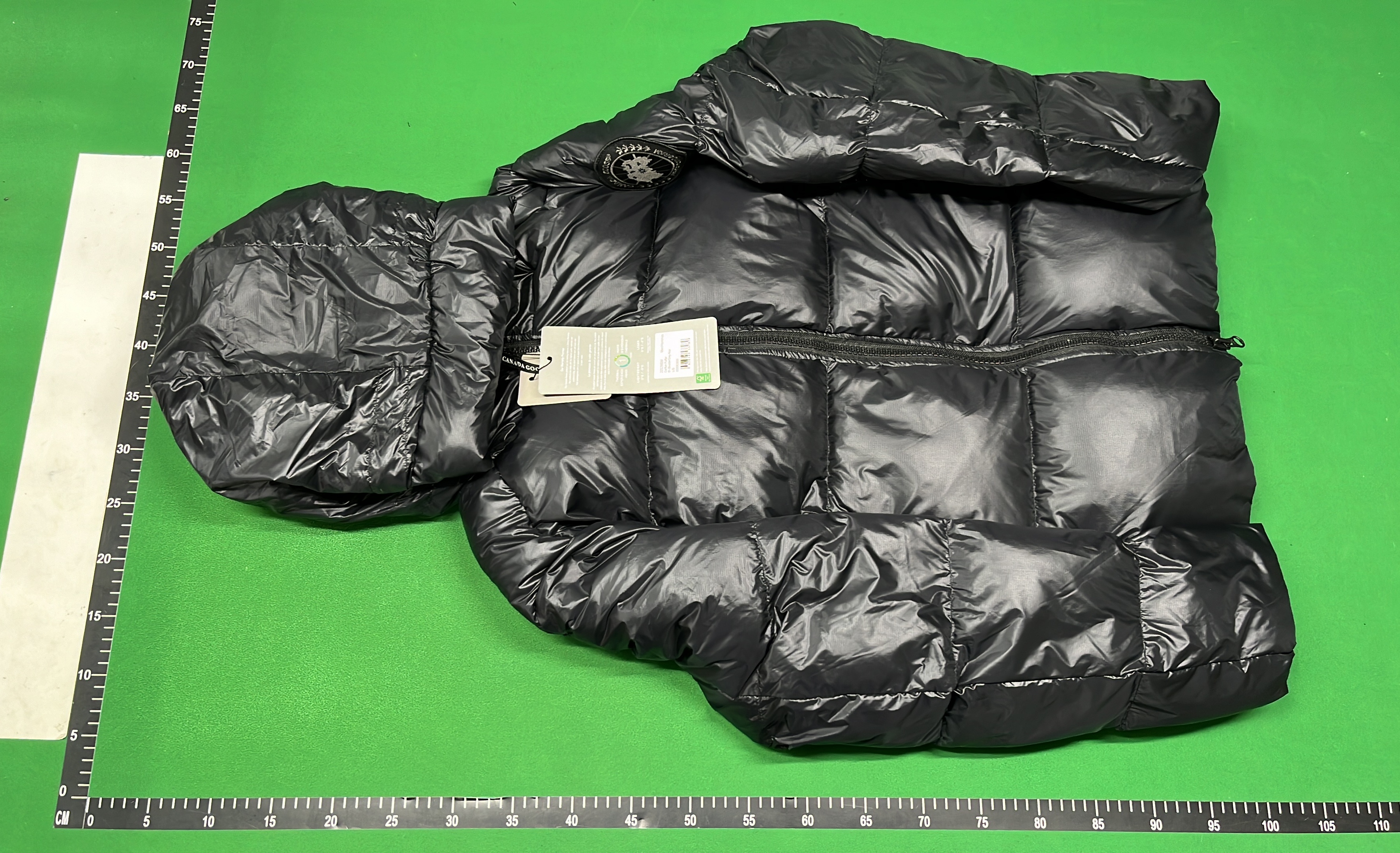 Canada Goose Silver Down Jacket with Hood and Logo Patch