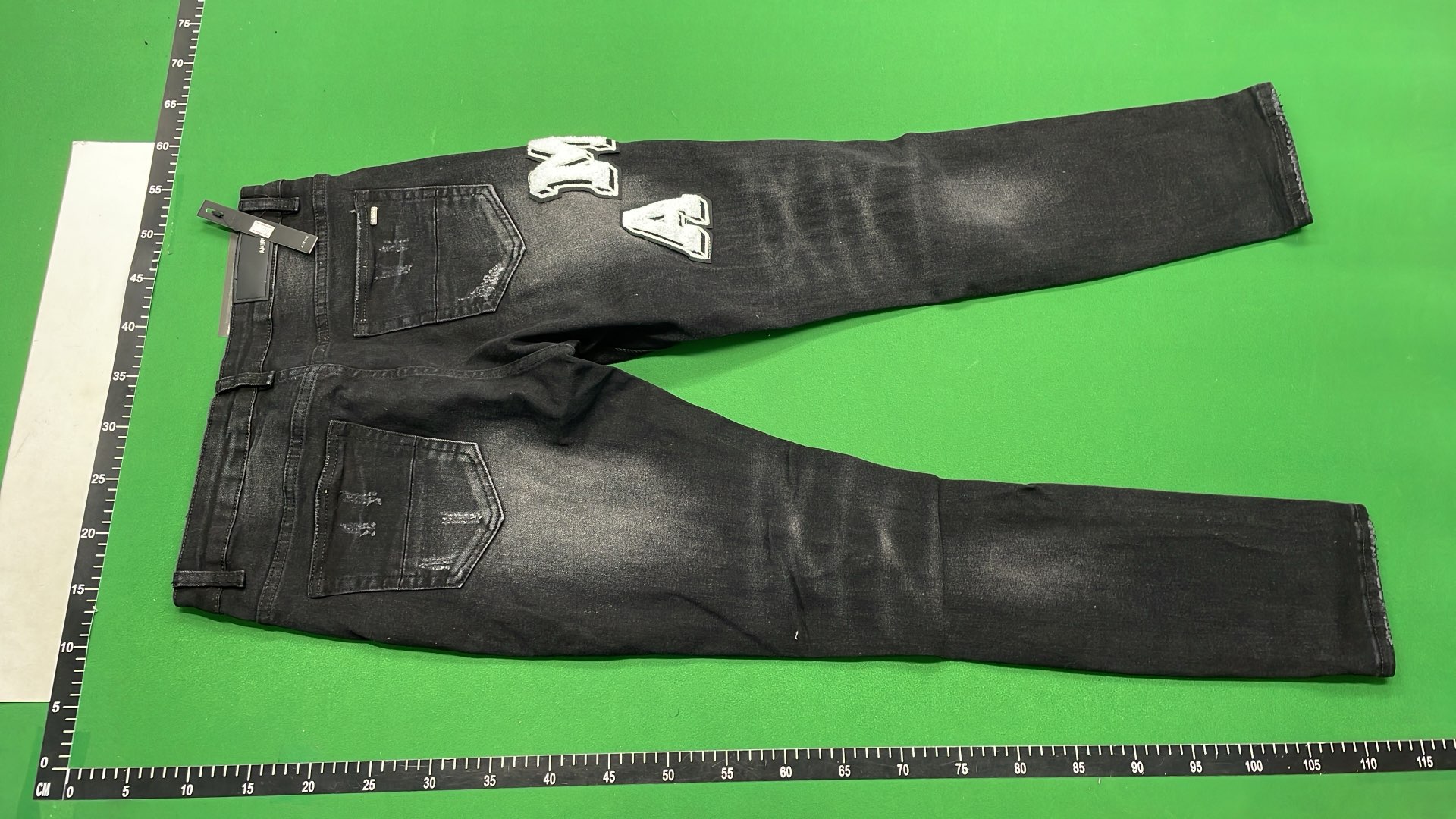 AMIRI Angel Print Distressed Black Jeans