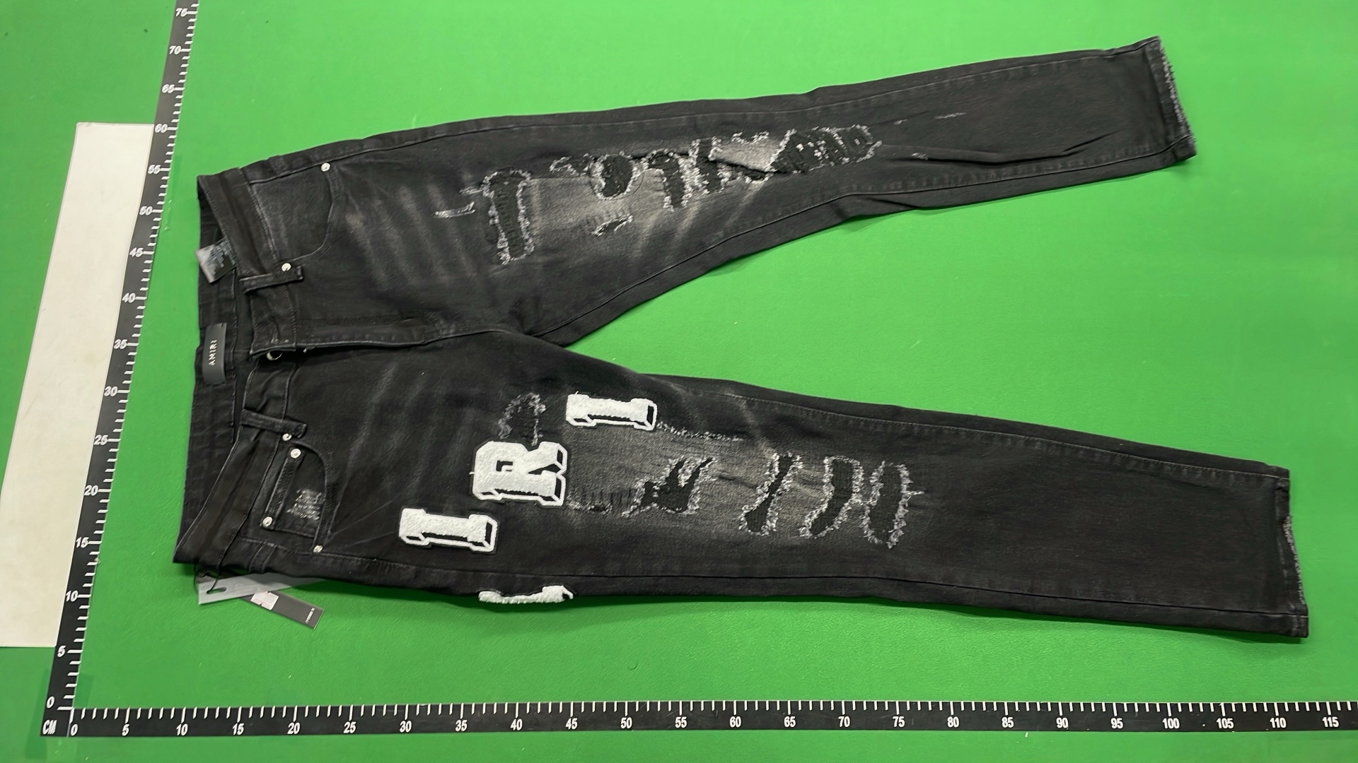 AMIRI Angel Print Distressed Black Jeans