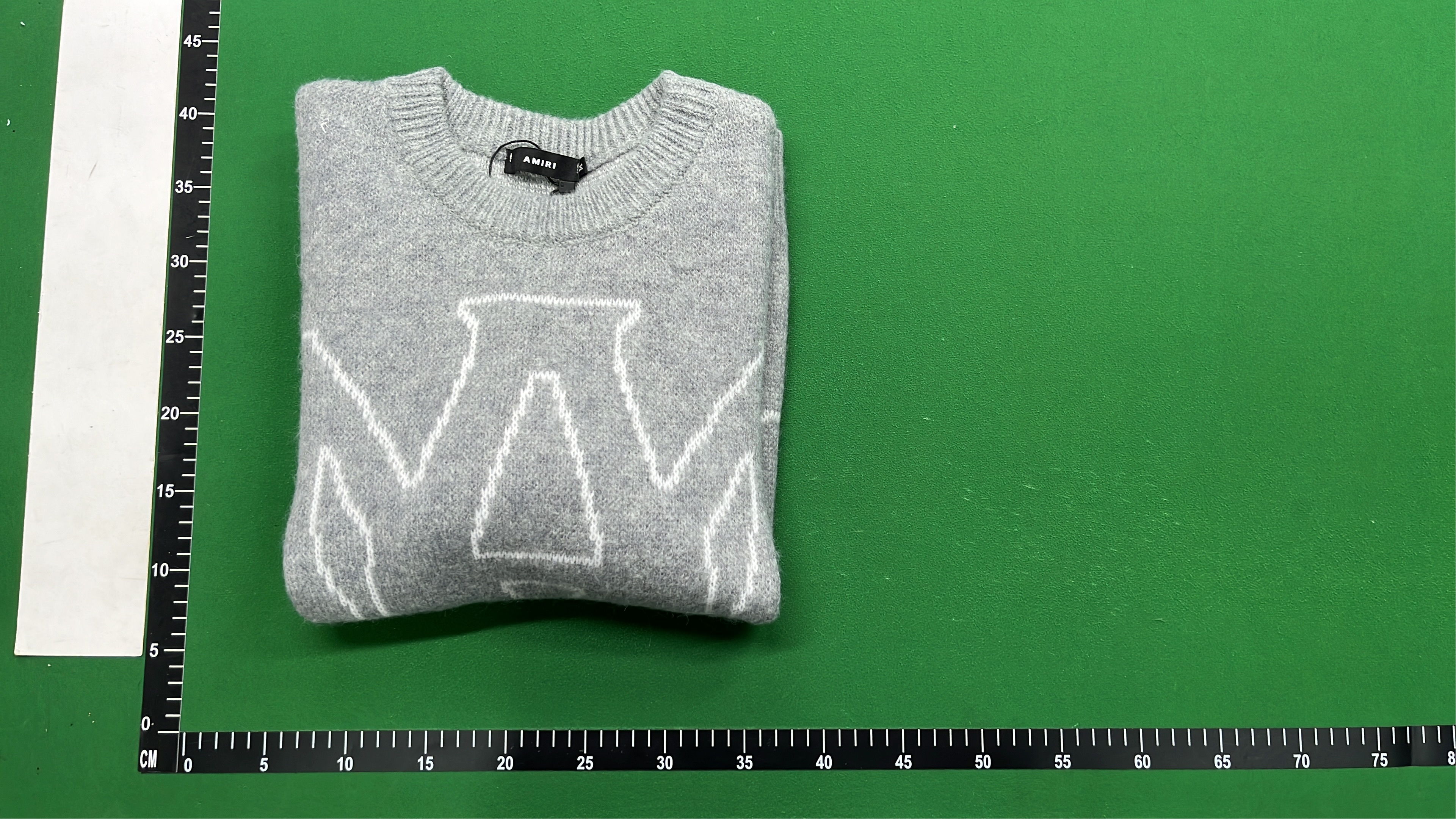 AMIRI Light Blue Knit Sweater with Logo Print