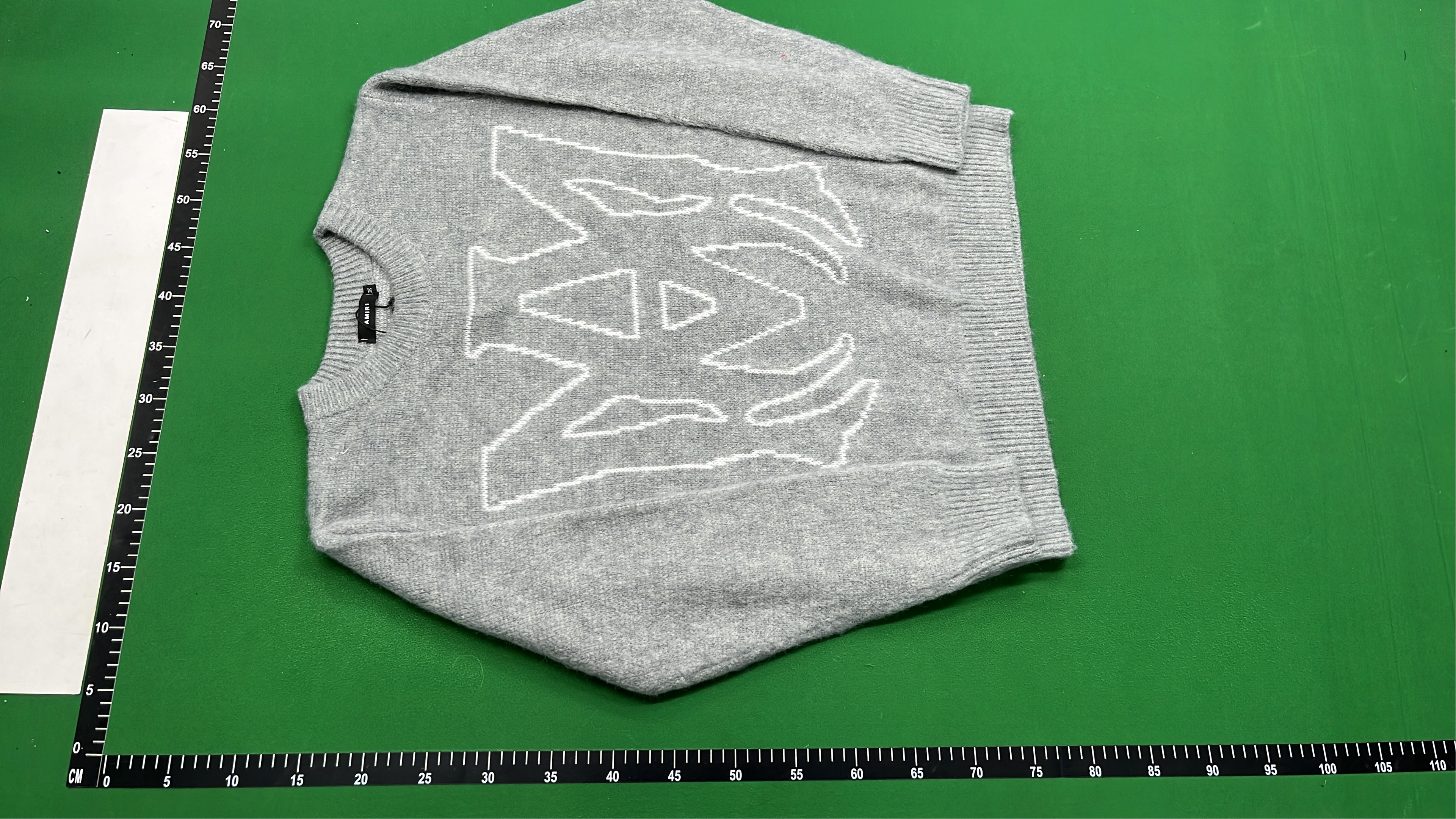 AMIRI Light Blue Knit Sweater with Logo Print