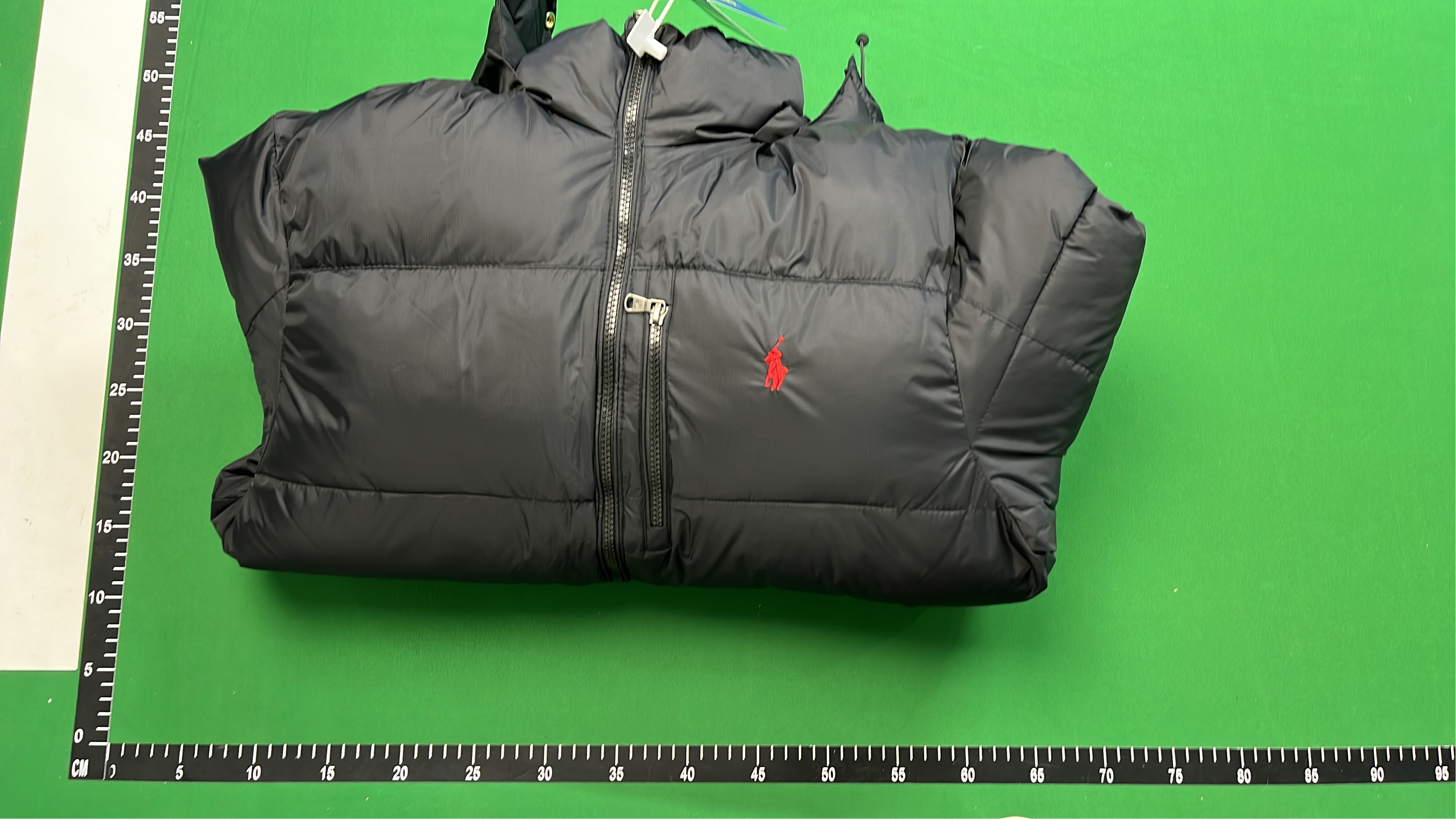 Men's Black Hooded Puffer Jacket with Red Pony Logo