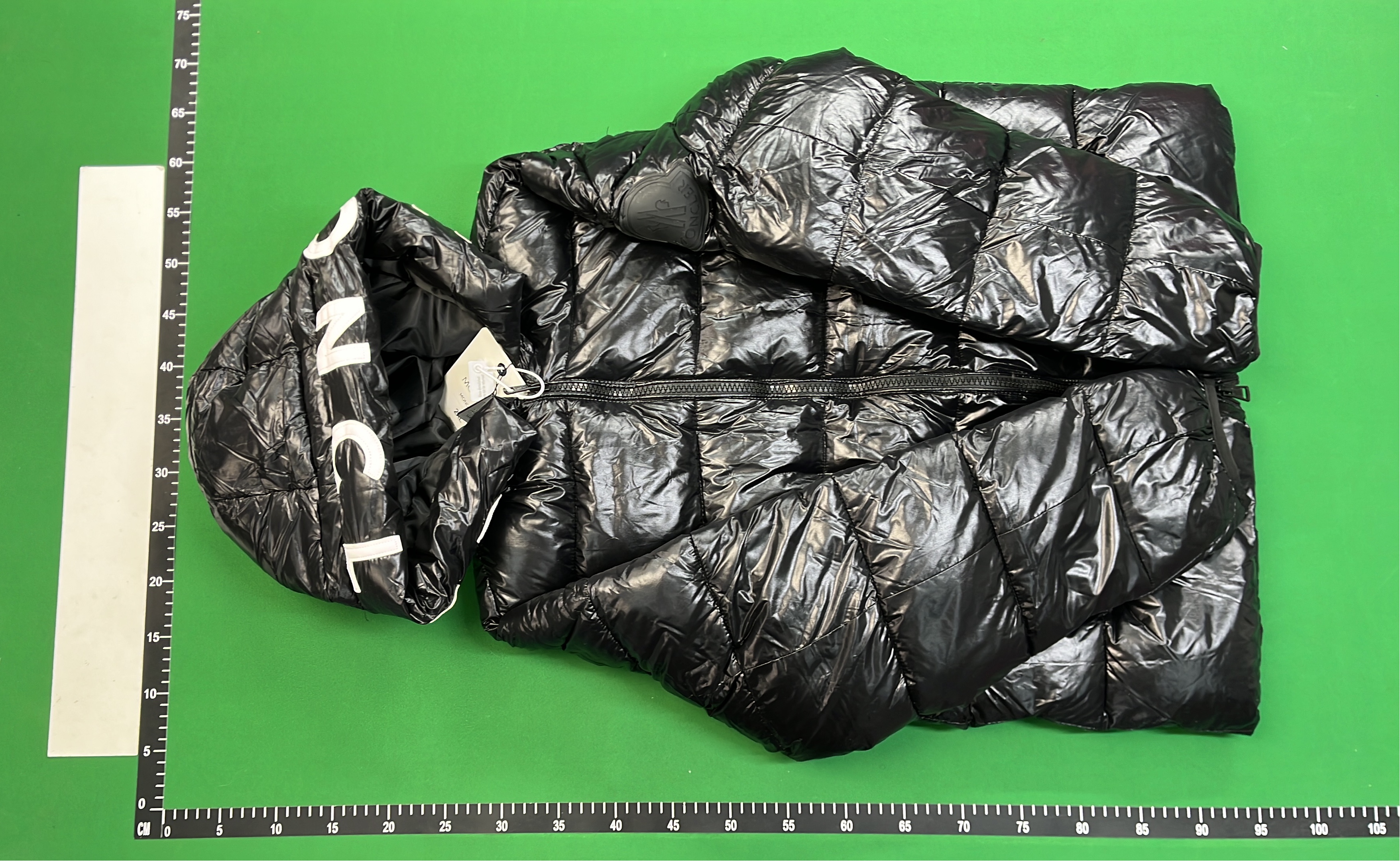 White Moncler Down Jacket with Hood and Logo Patches