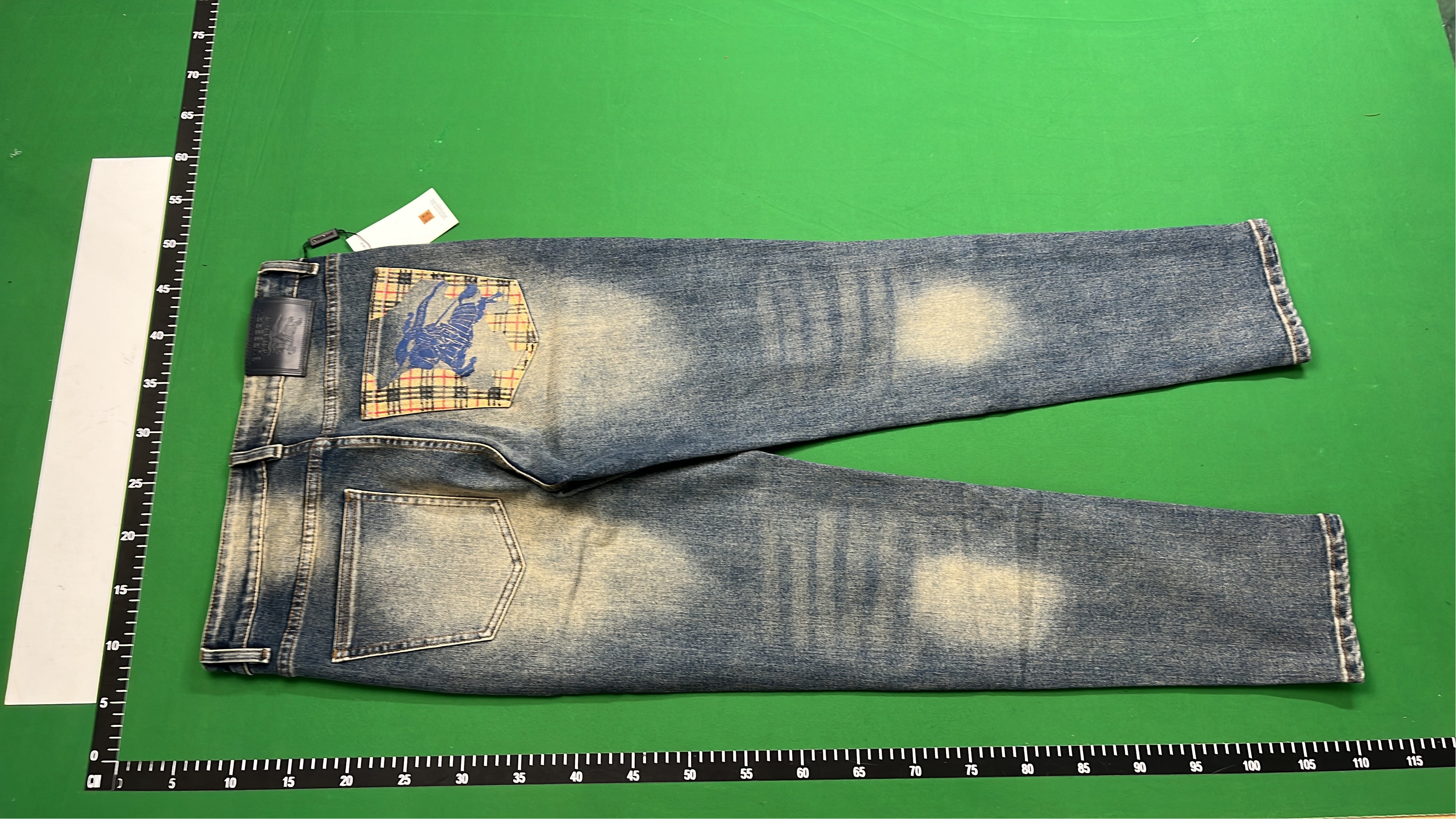 Burberry Men's Denim Jeans with Iconic Check Pocket Design