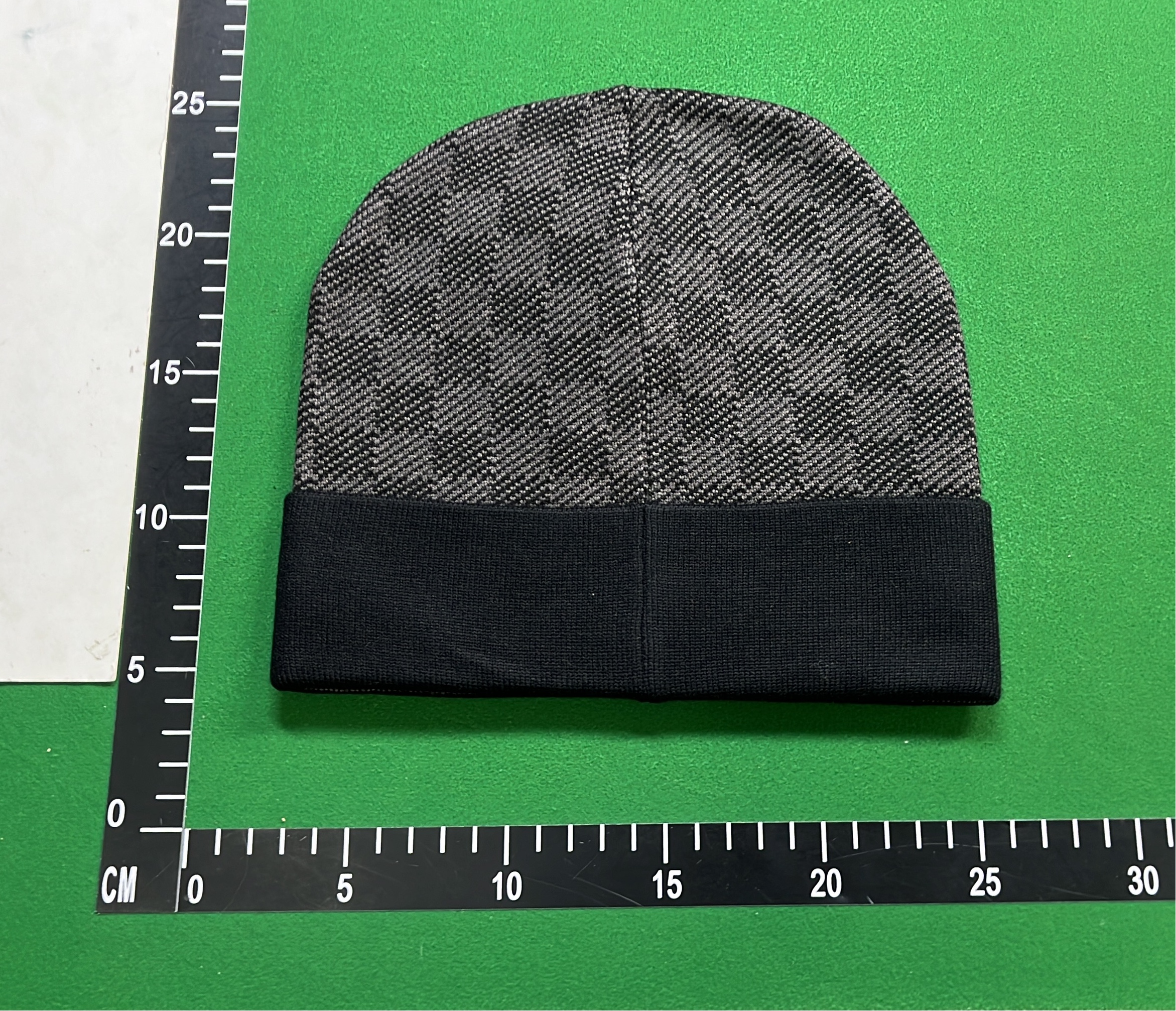 LV Gray Checkerboard Beanie Hat with Logo Patch
