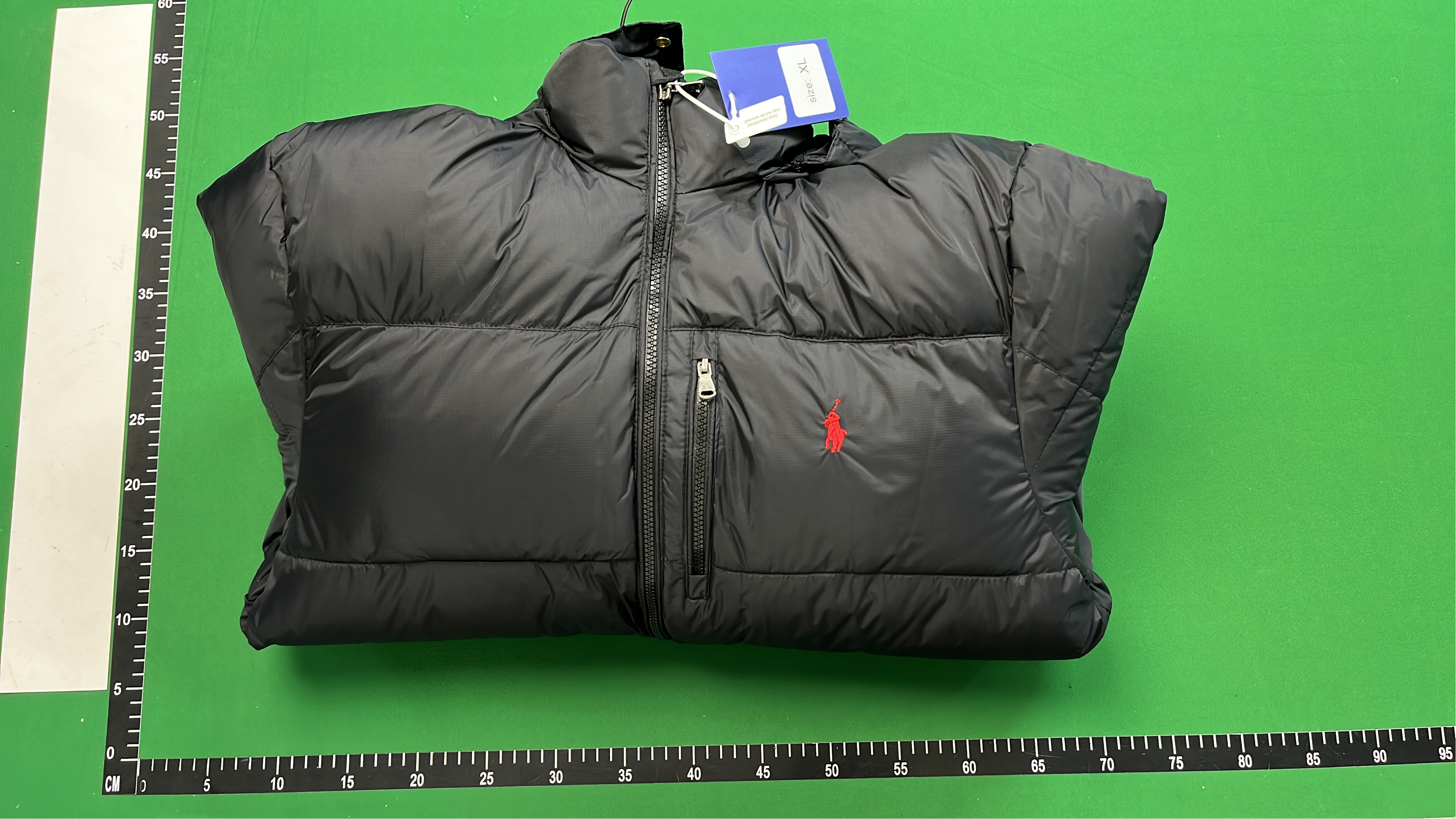 Men's Black Hooded Down Jacket with Red Pony Logo
