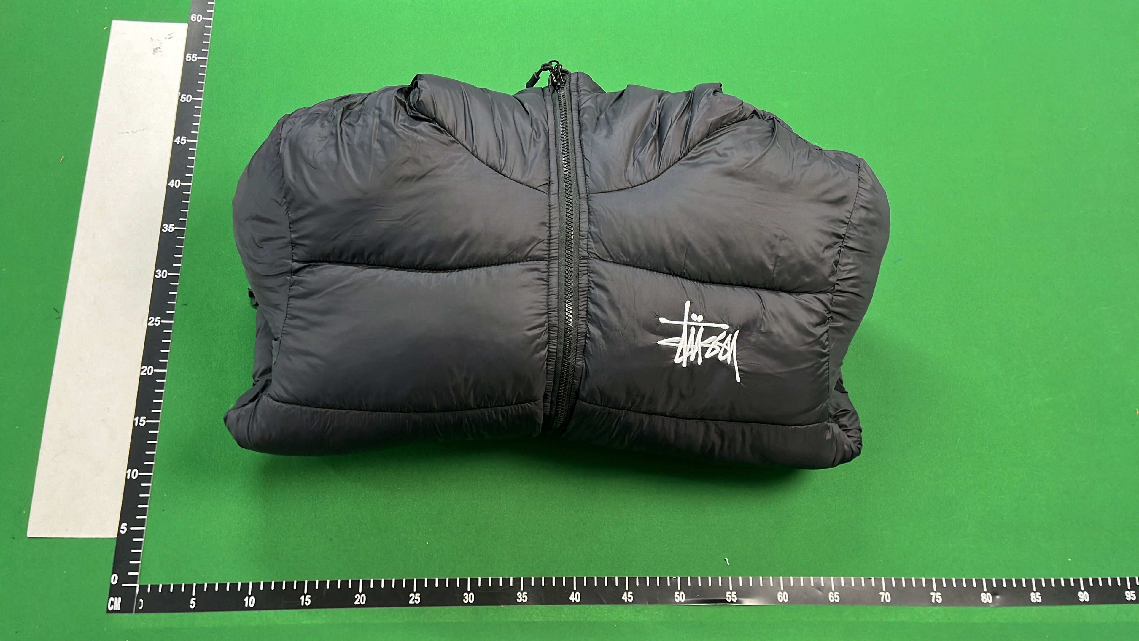 Stussy Black Grey Puffer Jacket with Hood