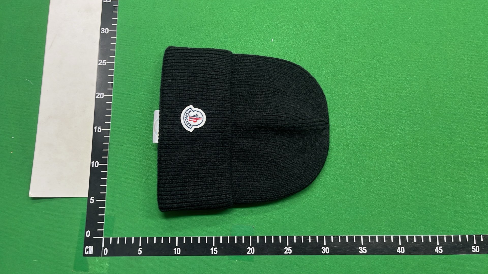 Moncler White Knit Beanie with Black Pom-Pom