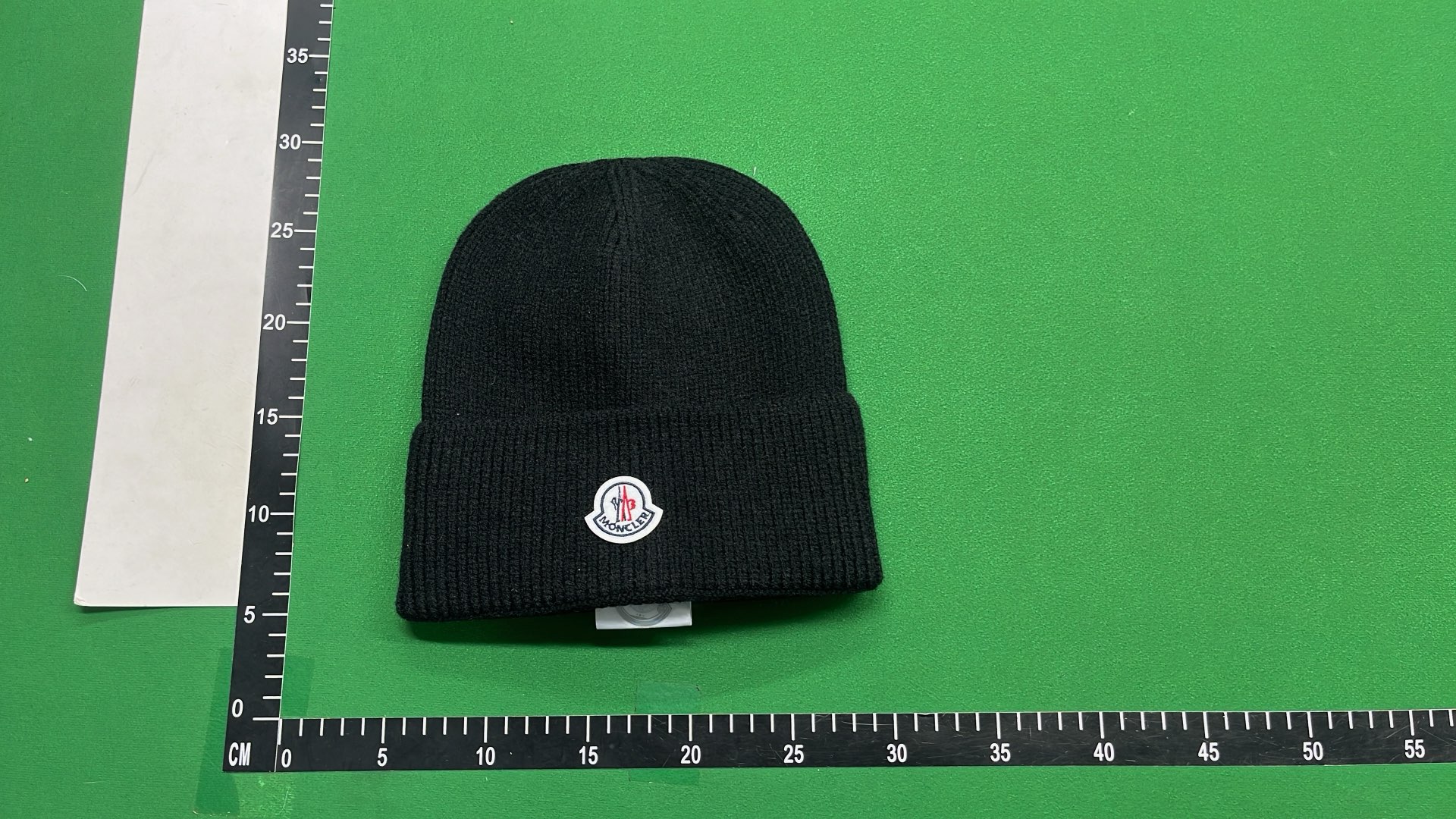Moncler White Knit Beanie with Black Pom-Pom