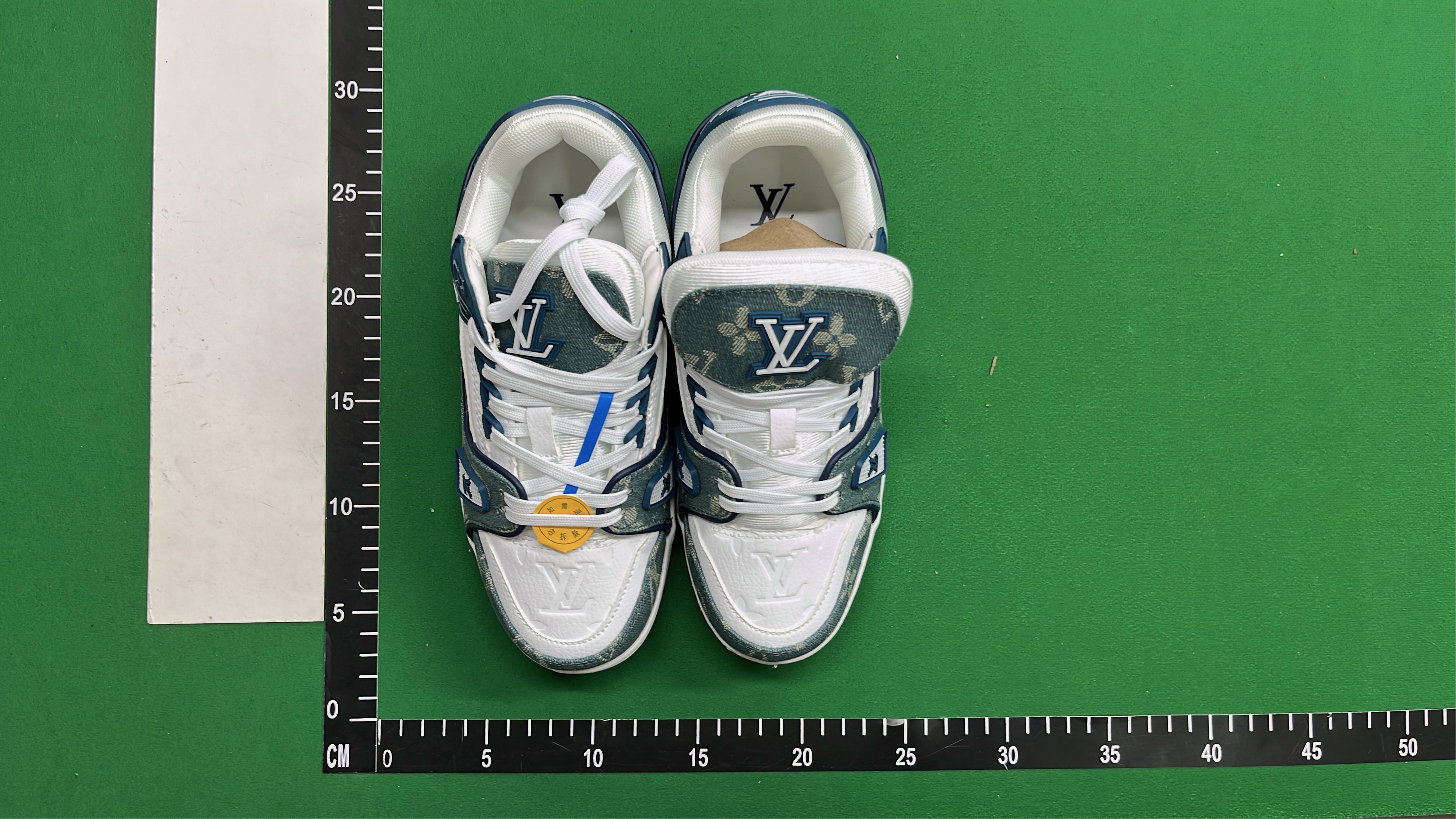 LV Trainer Sneakers Blue Monogram Denim White Sole