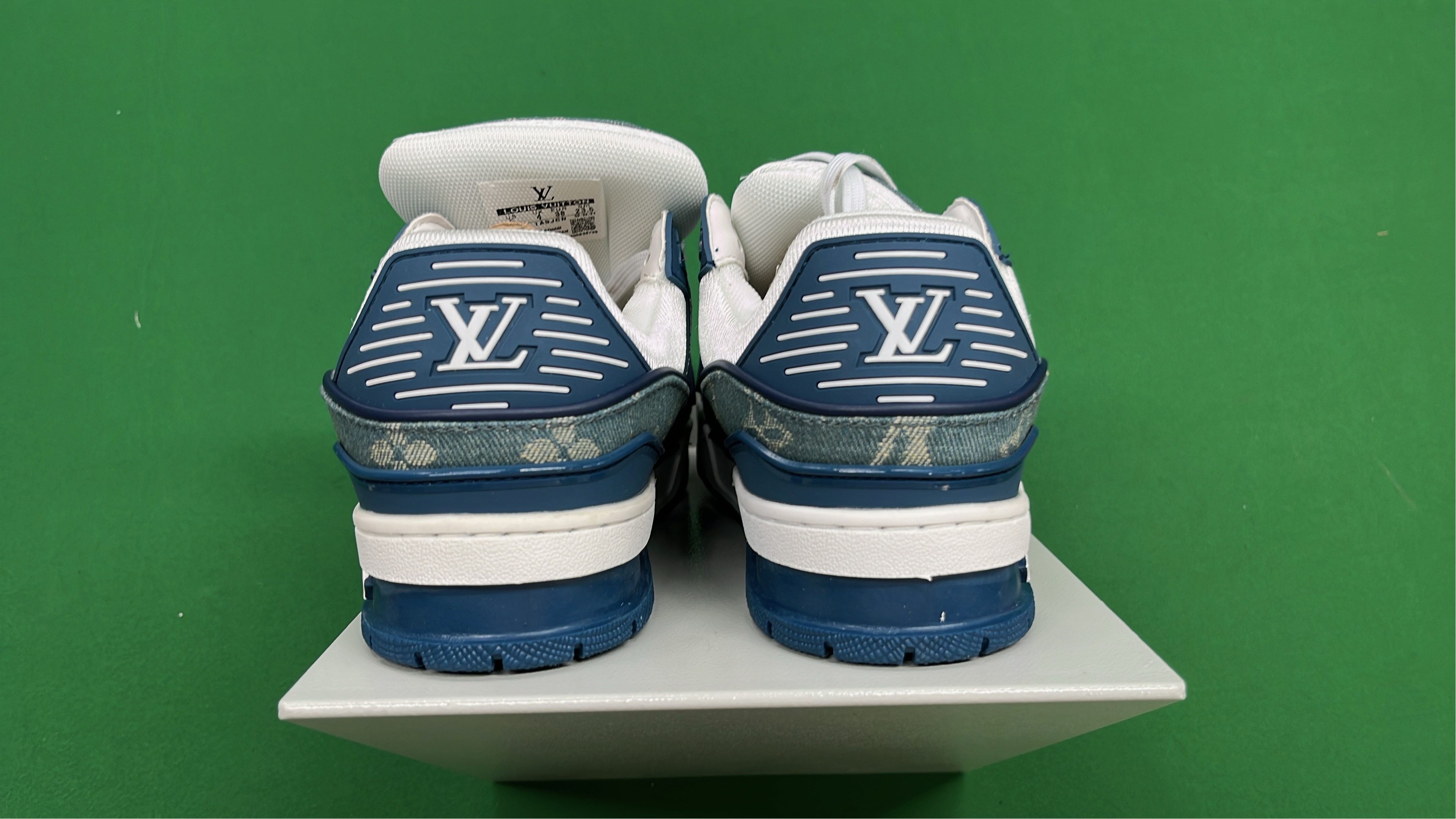 LV Trainer Sneakers Blue Monogram Denim White Sole