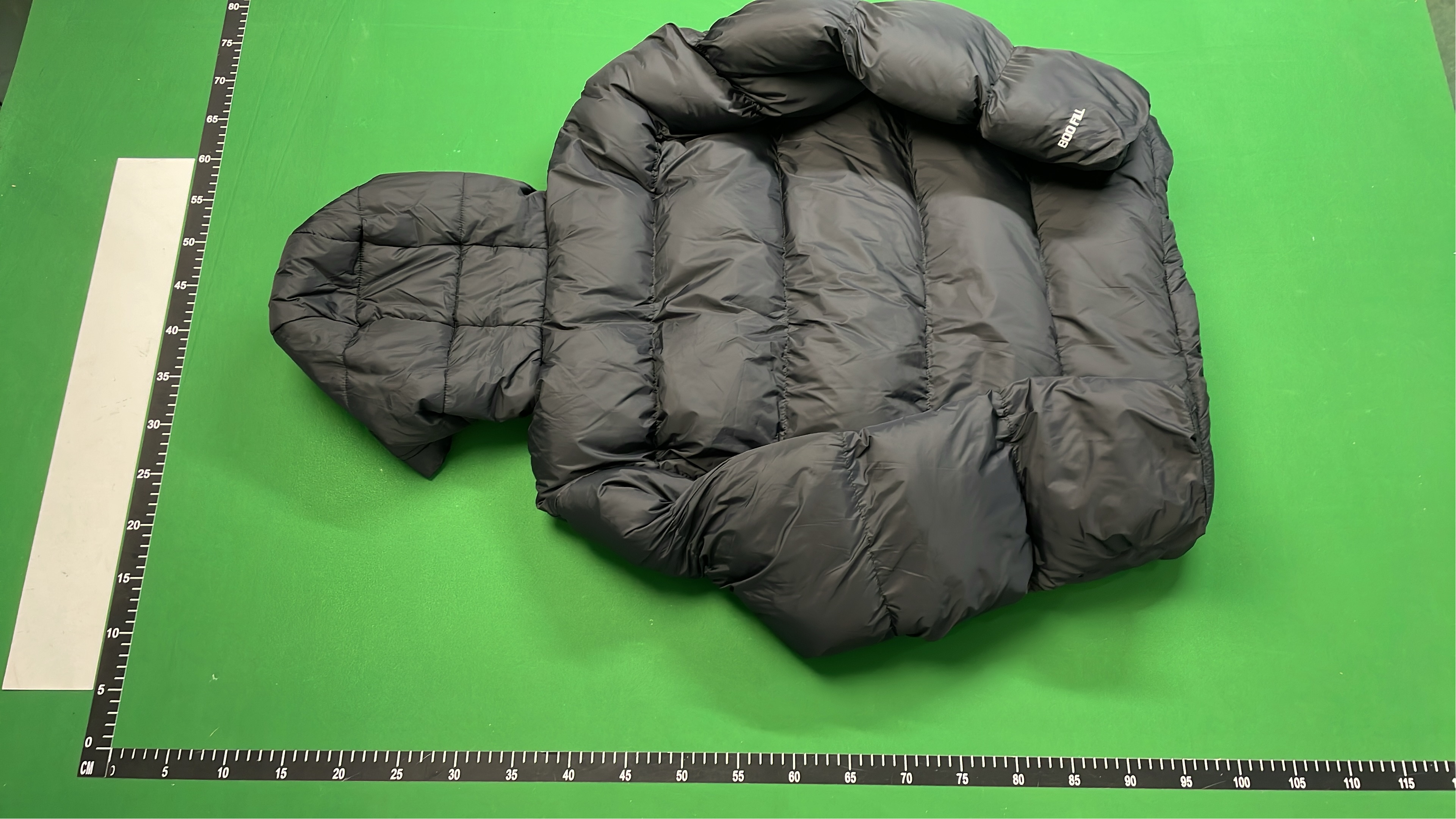 Stussy Puffer Jacket - Hooded Down Coat in Cream and Black