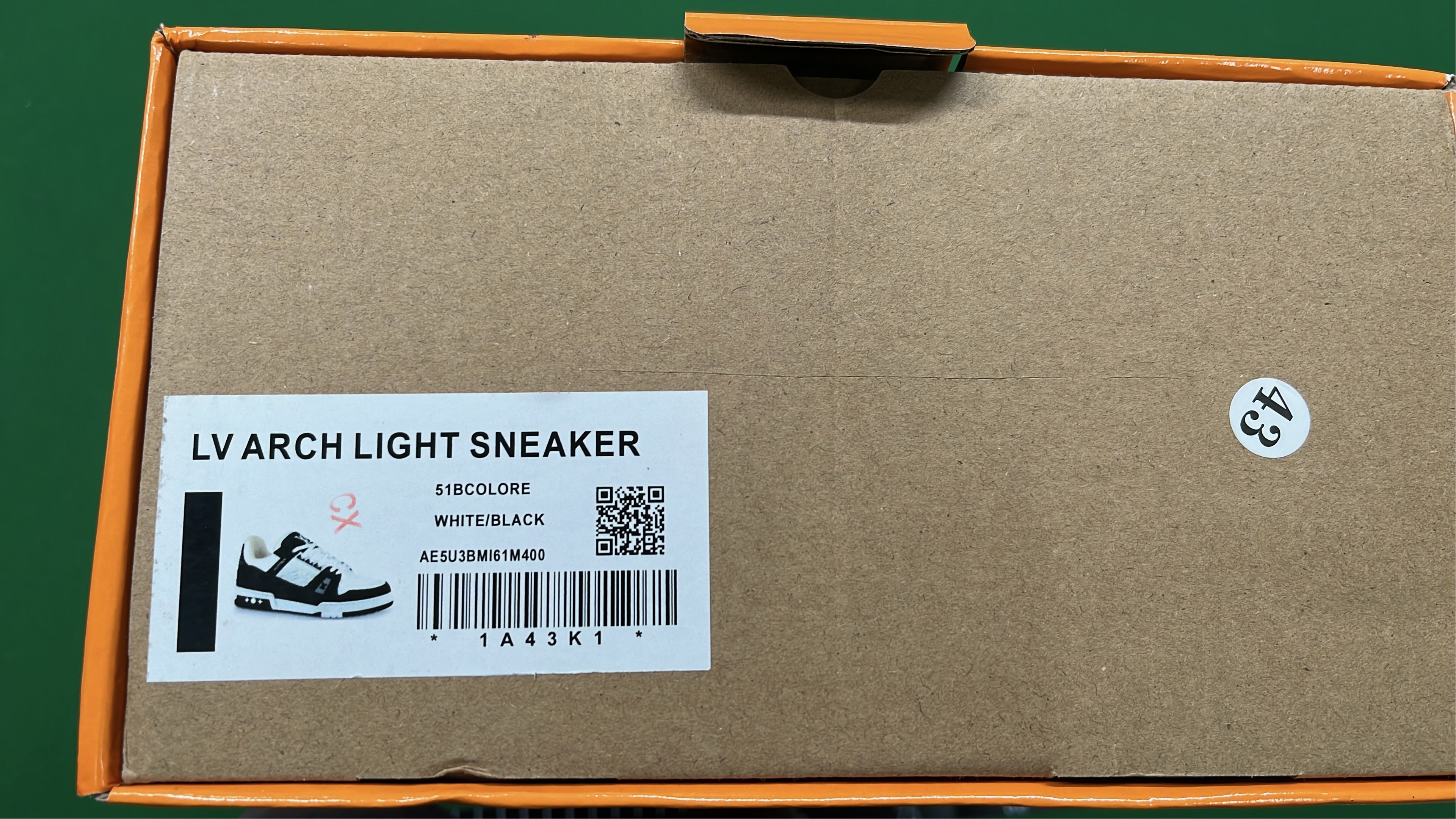 YUITION Blue White Monogram Sneakers with Chain Tag