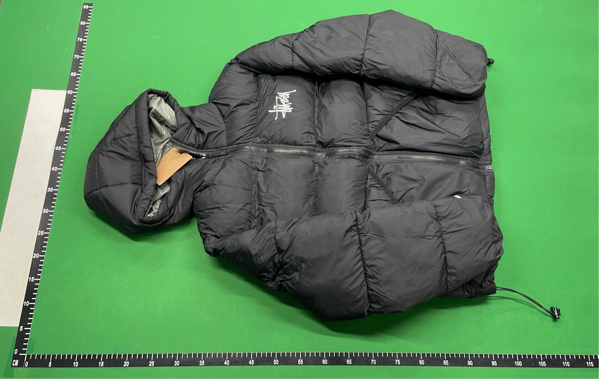 Stussy Black Puffer Jacket with Hood and Logo