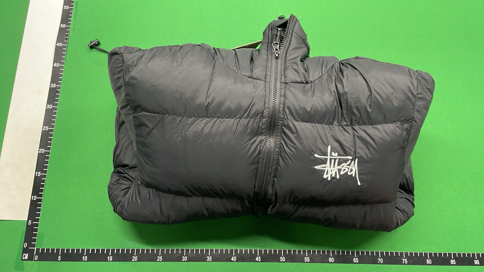 Stussy Black Puffer Jacket with Hood and Logo