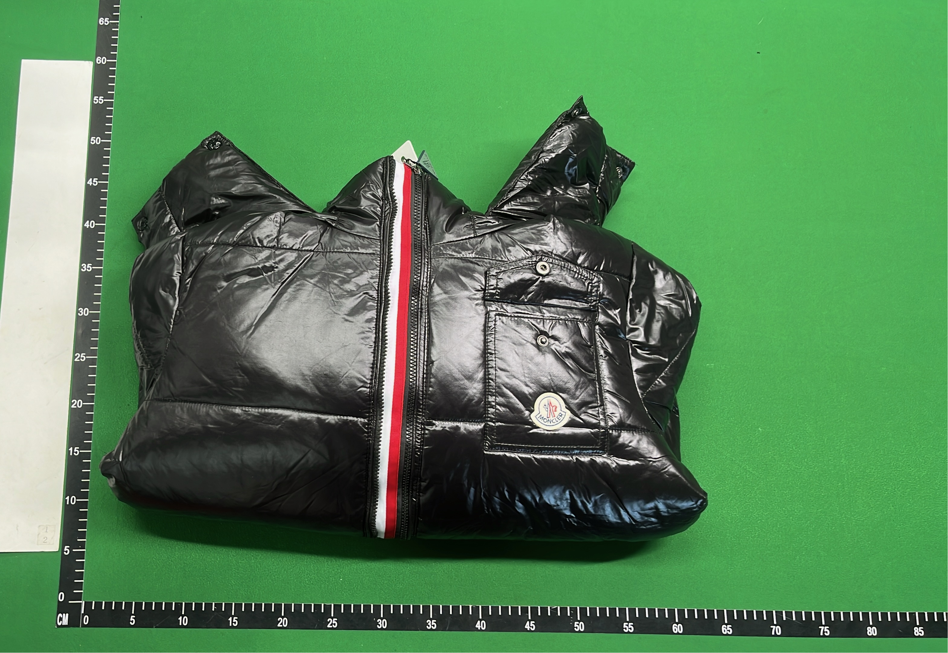 Black Moncler Down Jacket with Detachable Hood and Logo Patch