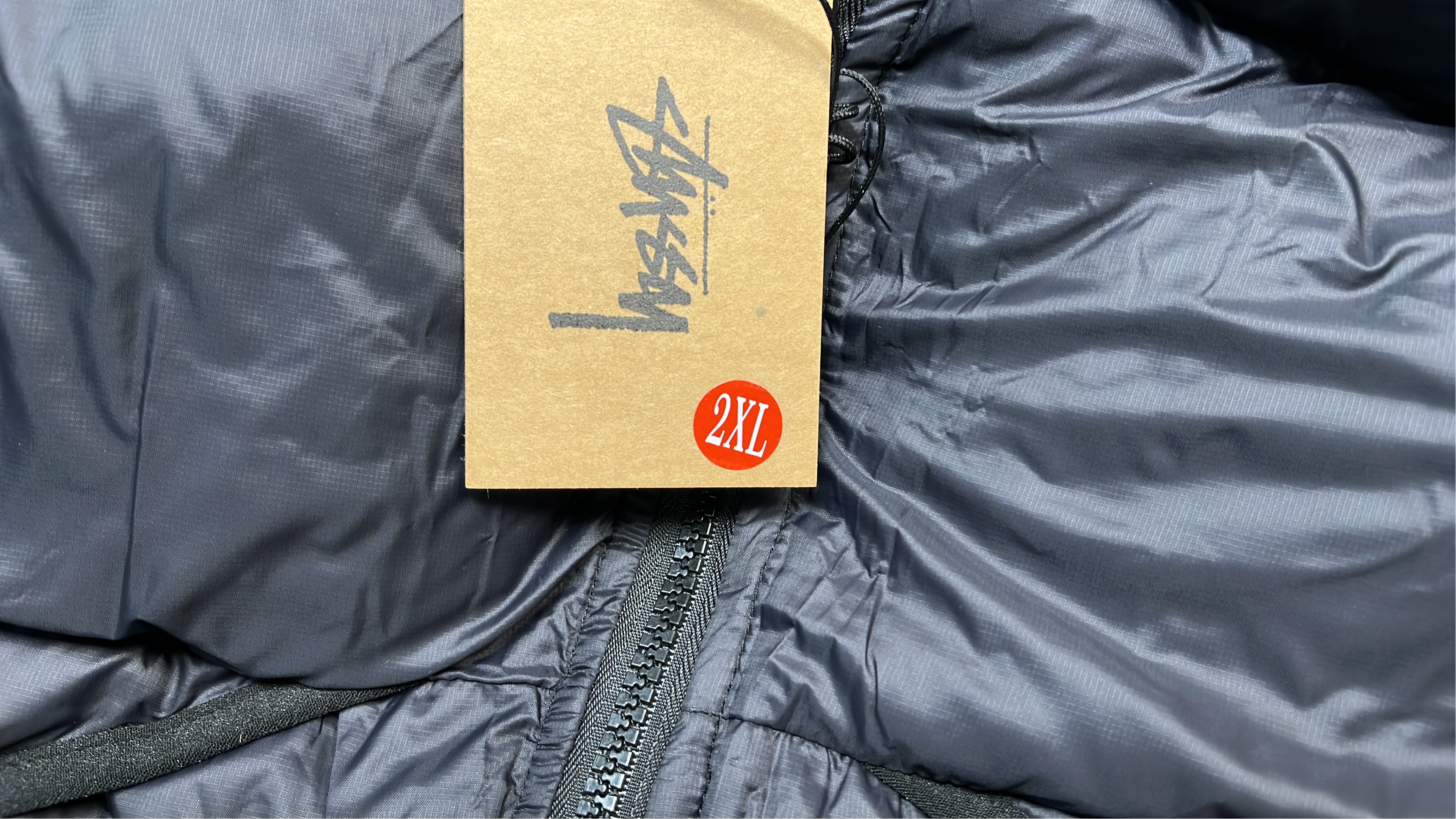 Stussy Down Jacket 800 Fill - Black, White, Pink Hooded Winter Coat