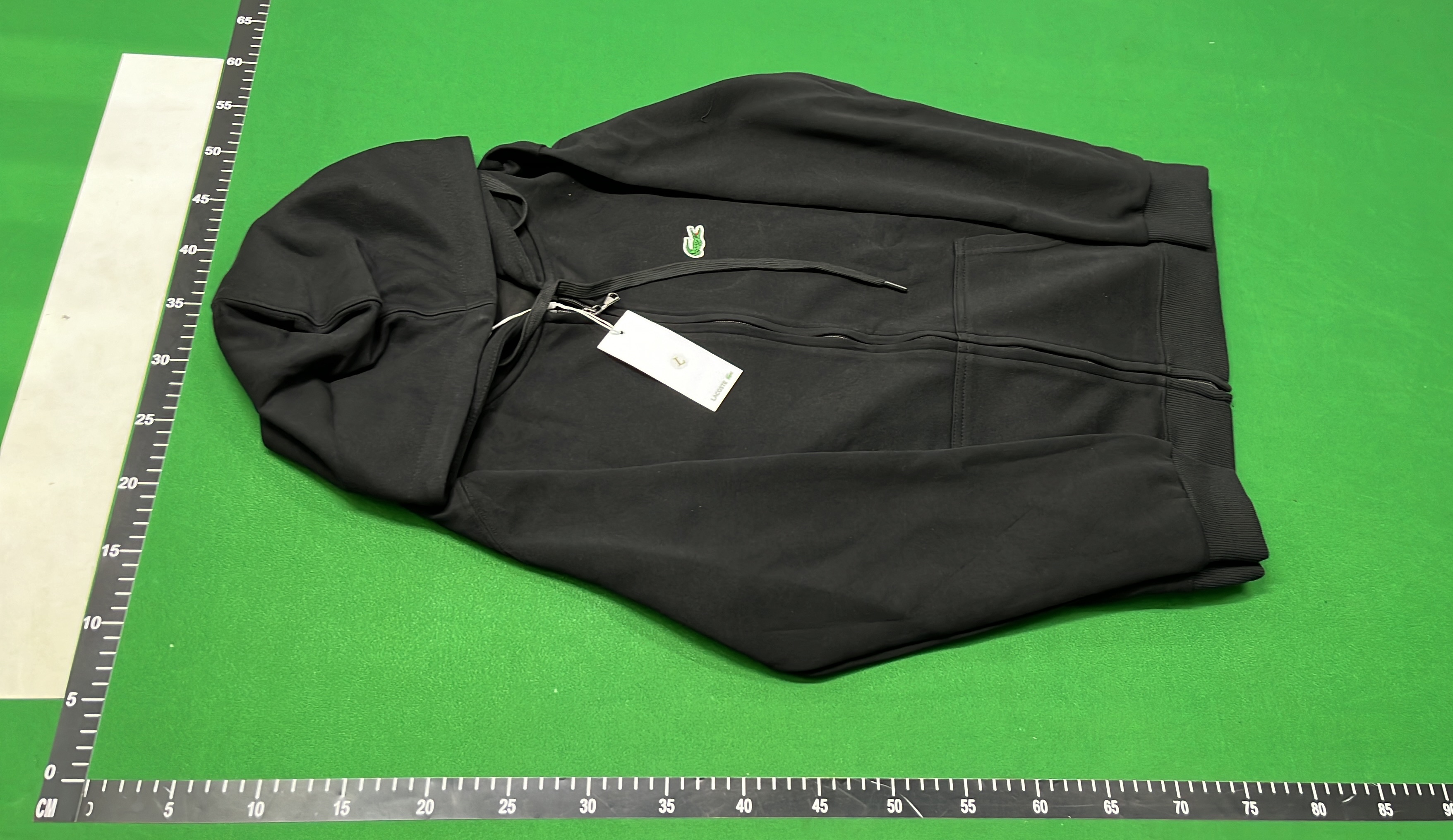Navy Blue Lacoste Zip-Up Hoodie with Crocodile Logo