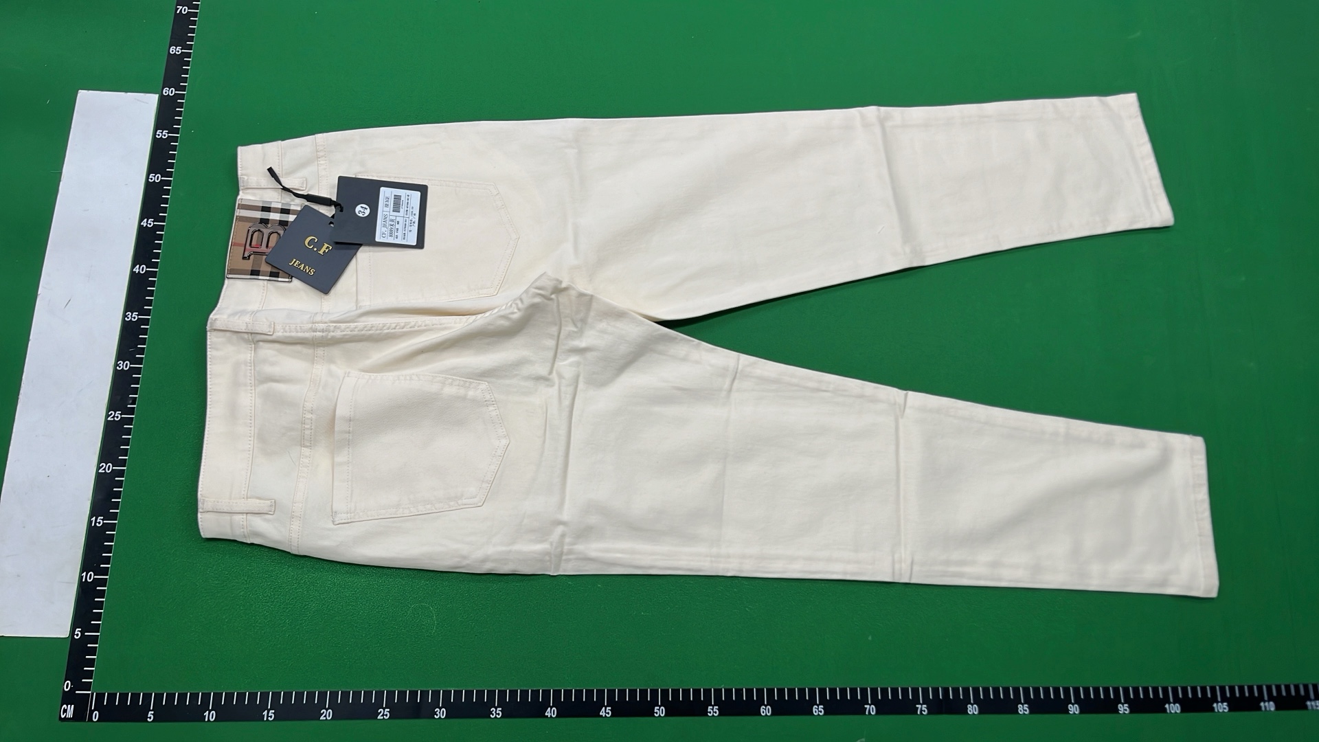 Burberry Beige Cotton Pants with Iconic Check Patch and Logo