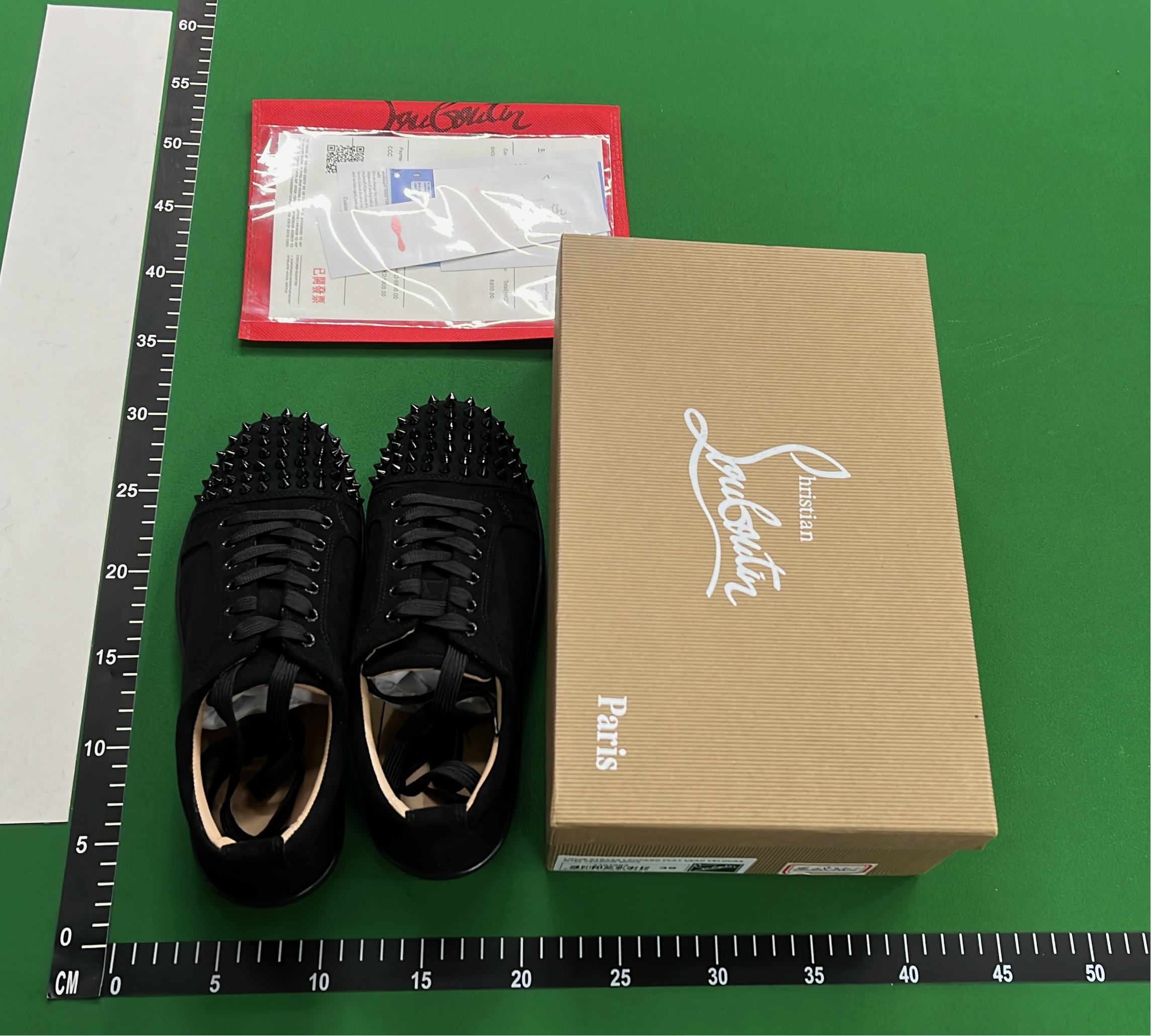Black Spiked Leather Sneakers for Men