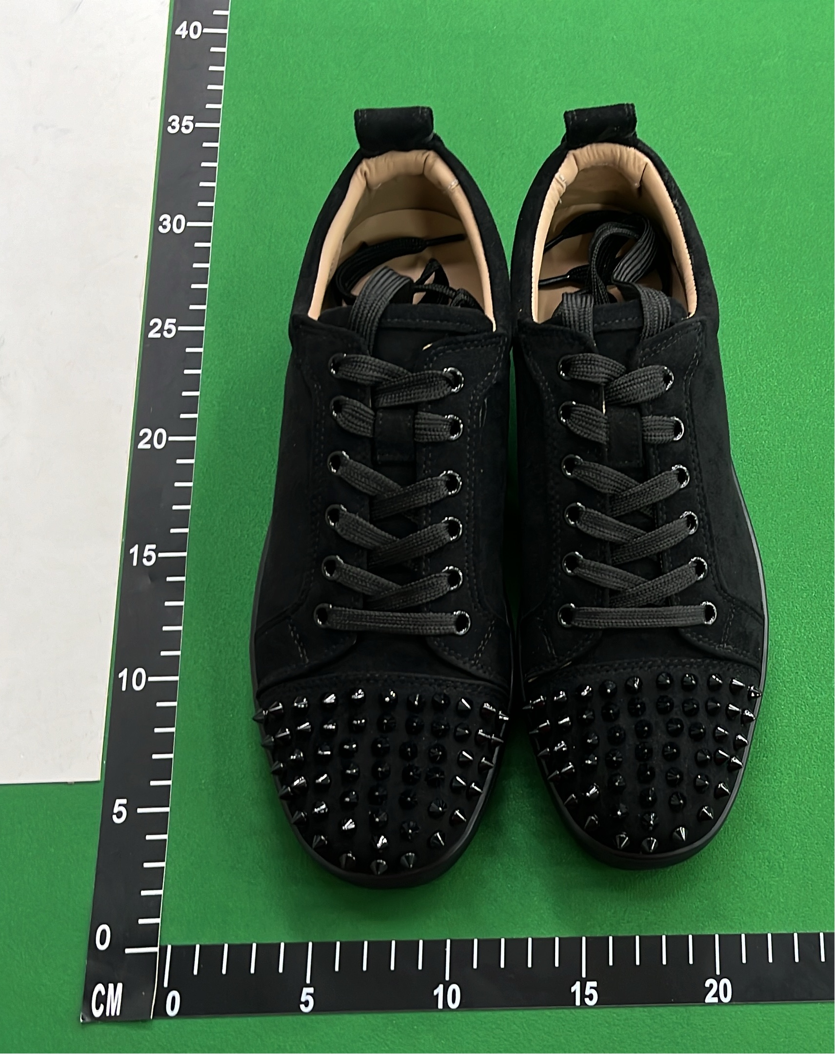 Black Spiked Leather Sneakers for Men