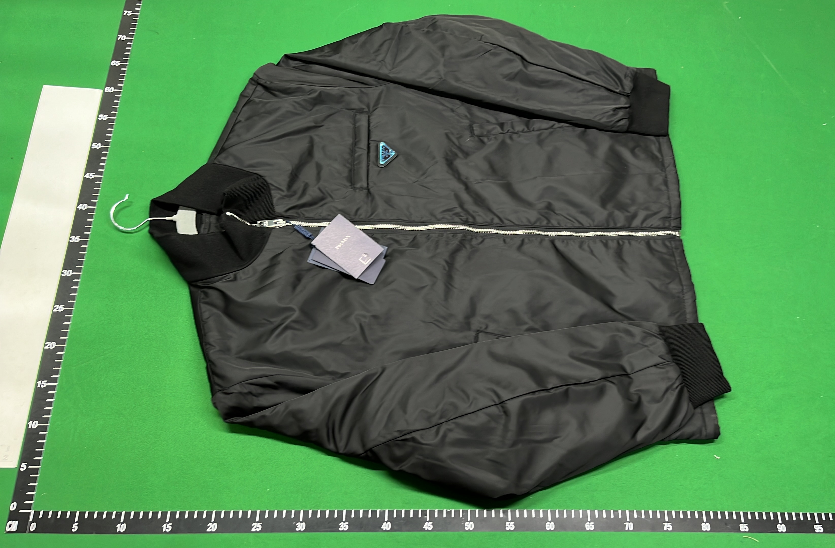 Prada Black Nylon Bomber Jacket with Logo Patch