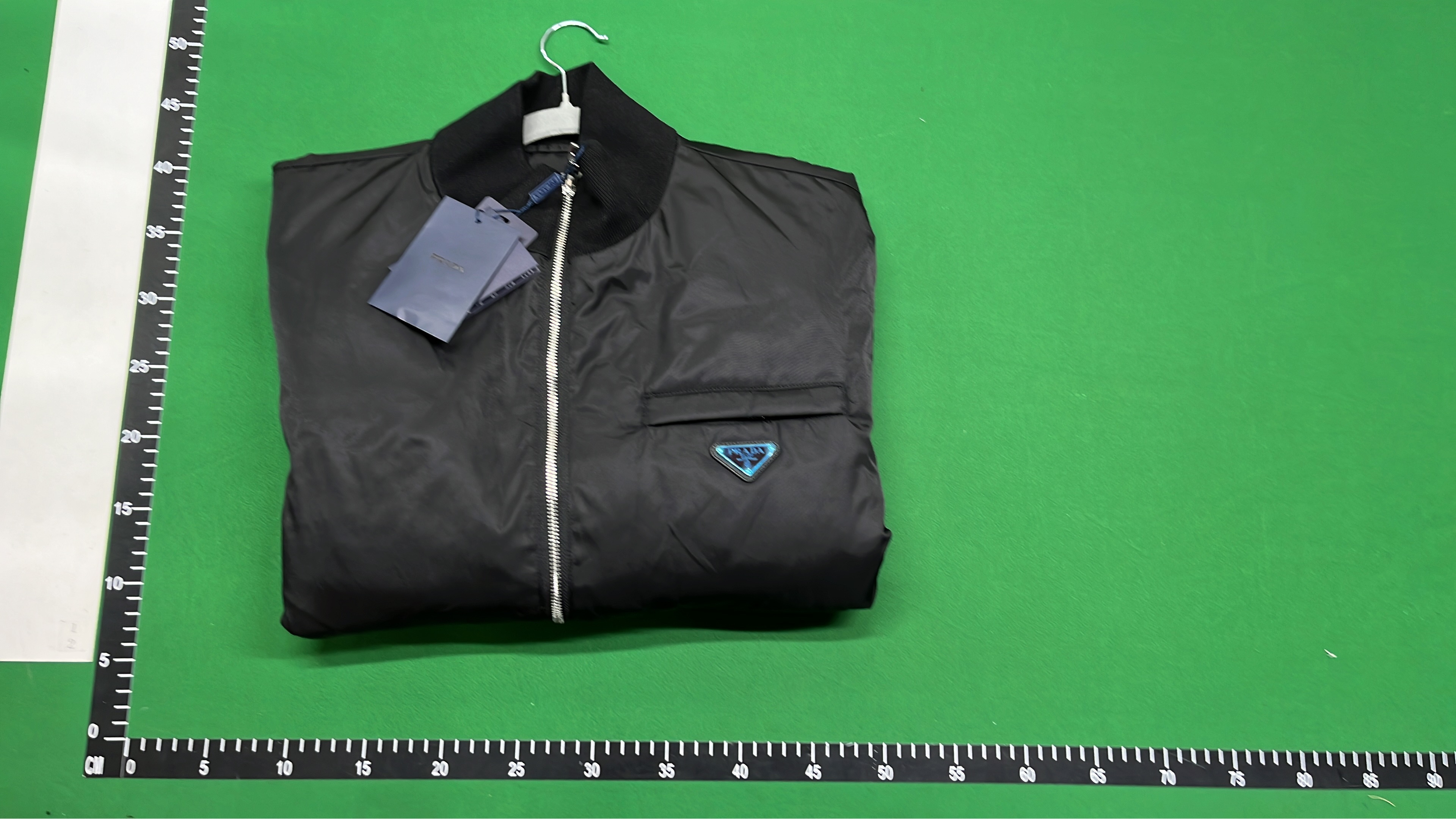 Prada Black Nylon Bomber Jacket with Logo Patch