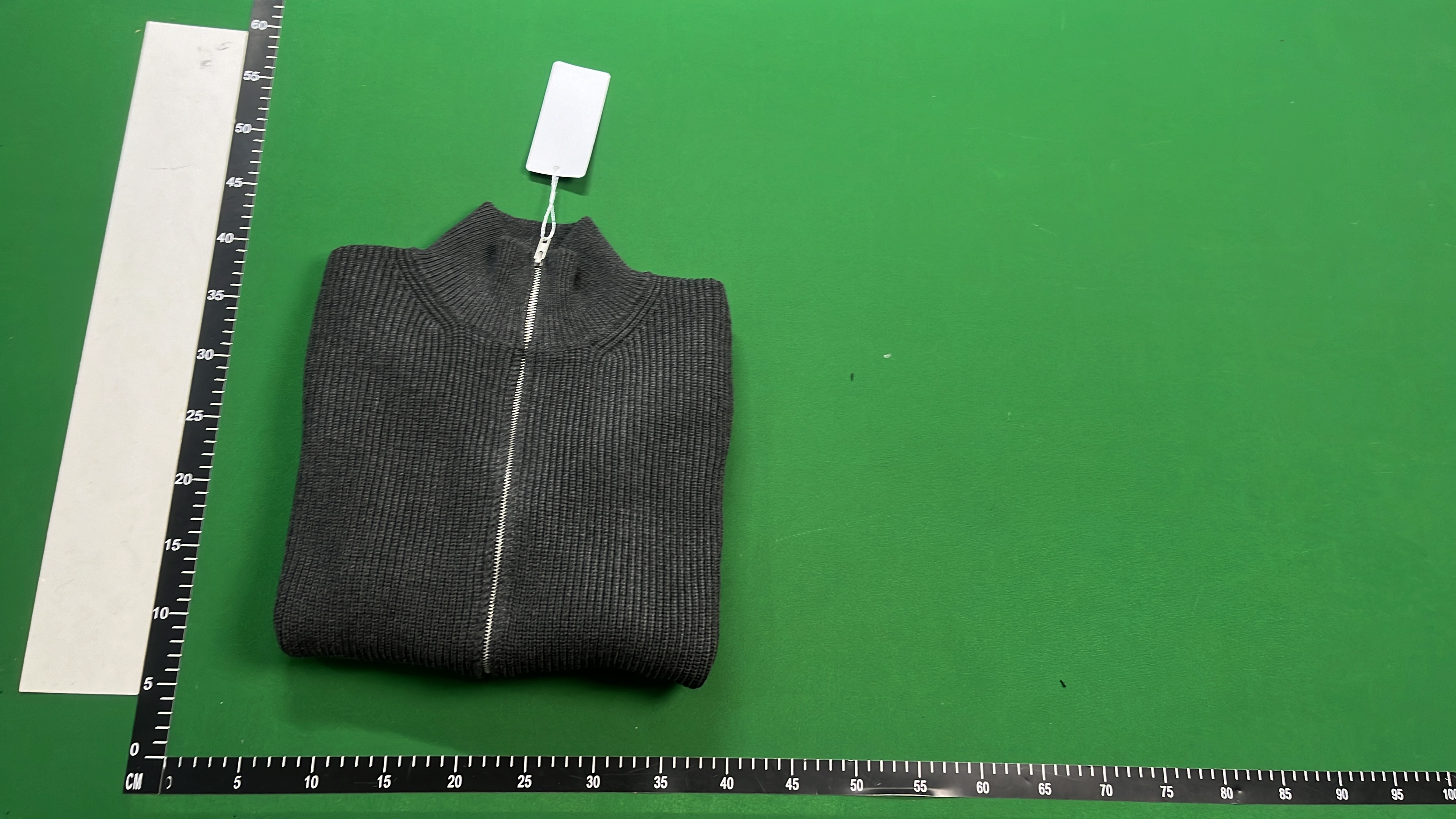 Black Ribbed Zip-Up Knit Jacket for Men