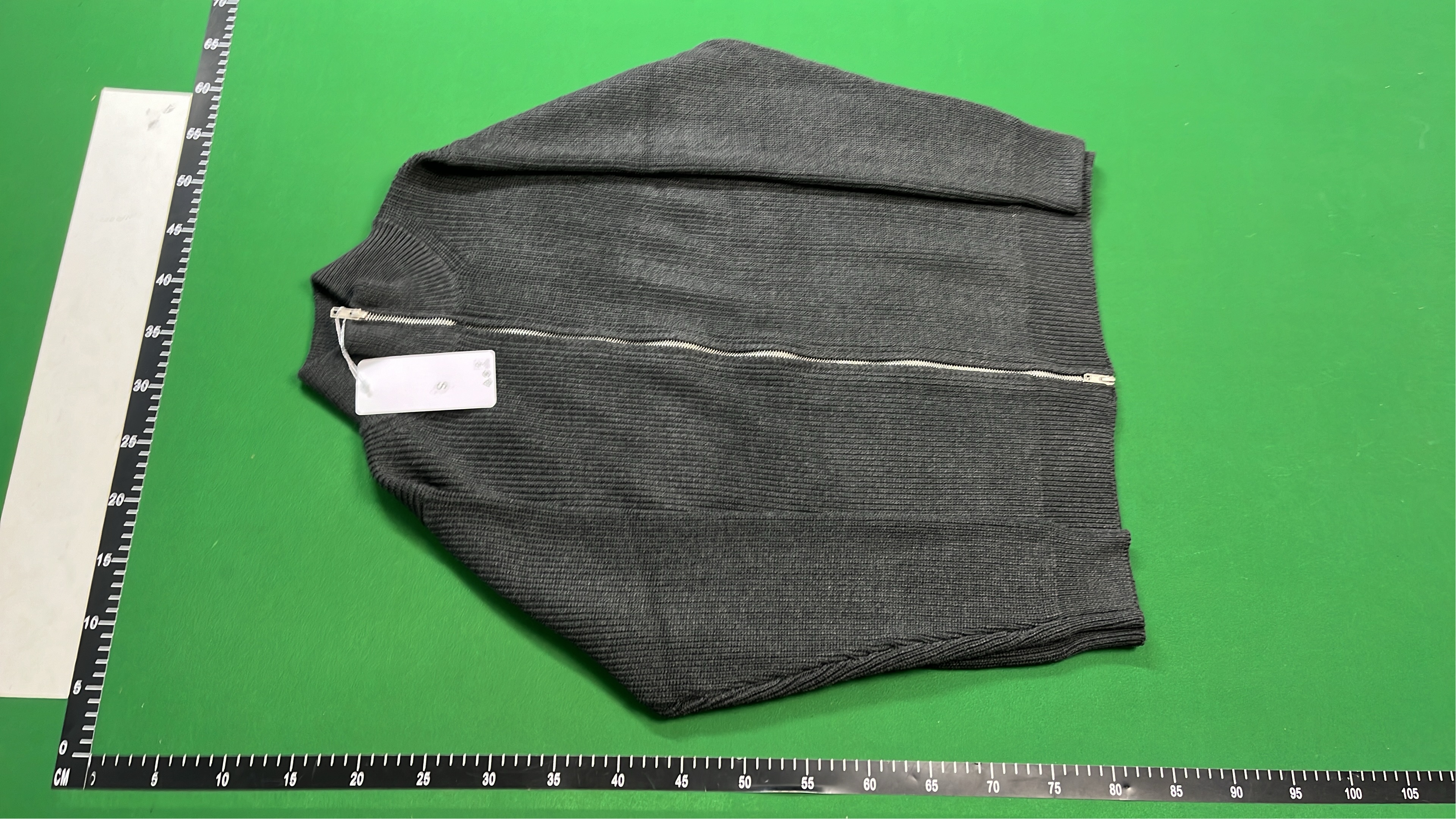 Black Ribbed Zip-Up Knit Jacket for Men