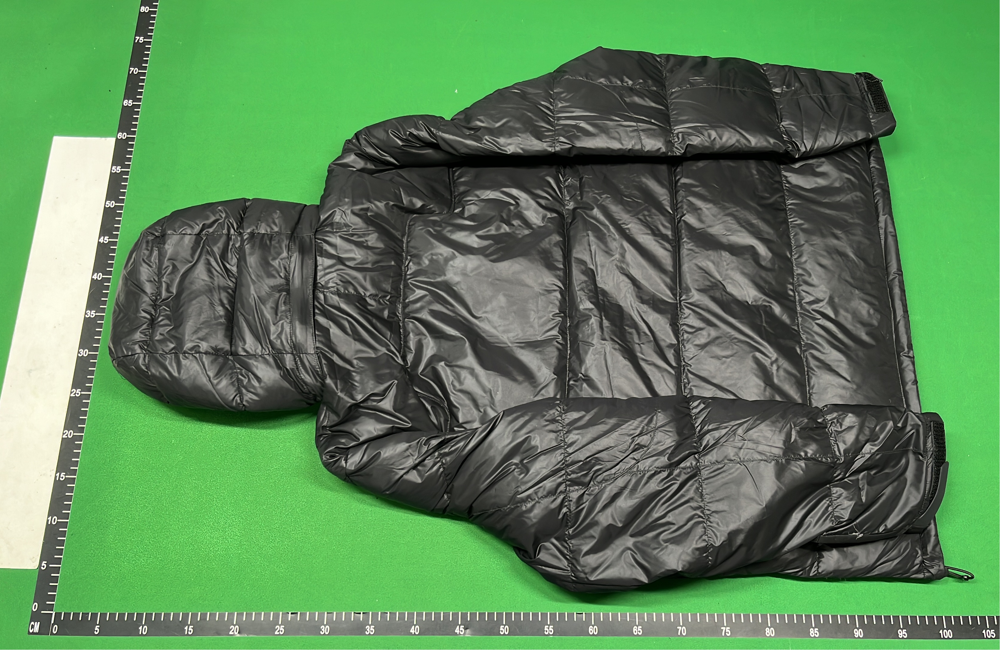 Black Down Puffer Jacket with Hood and Zipper Front
