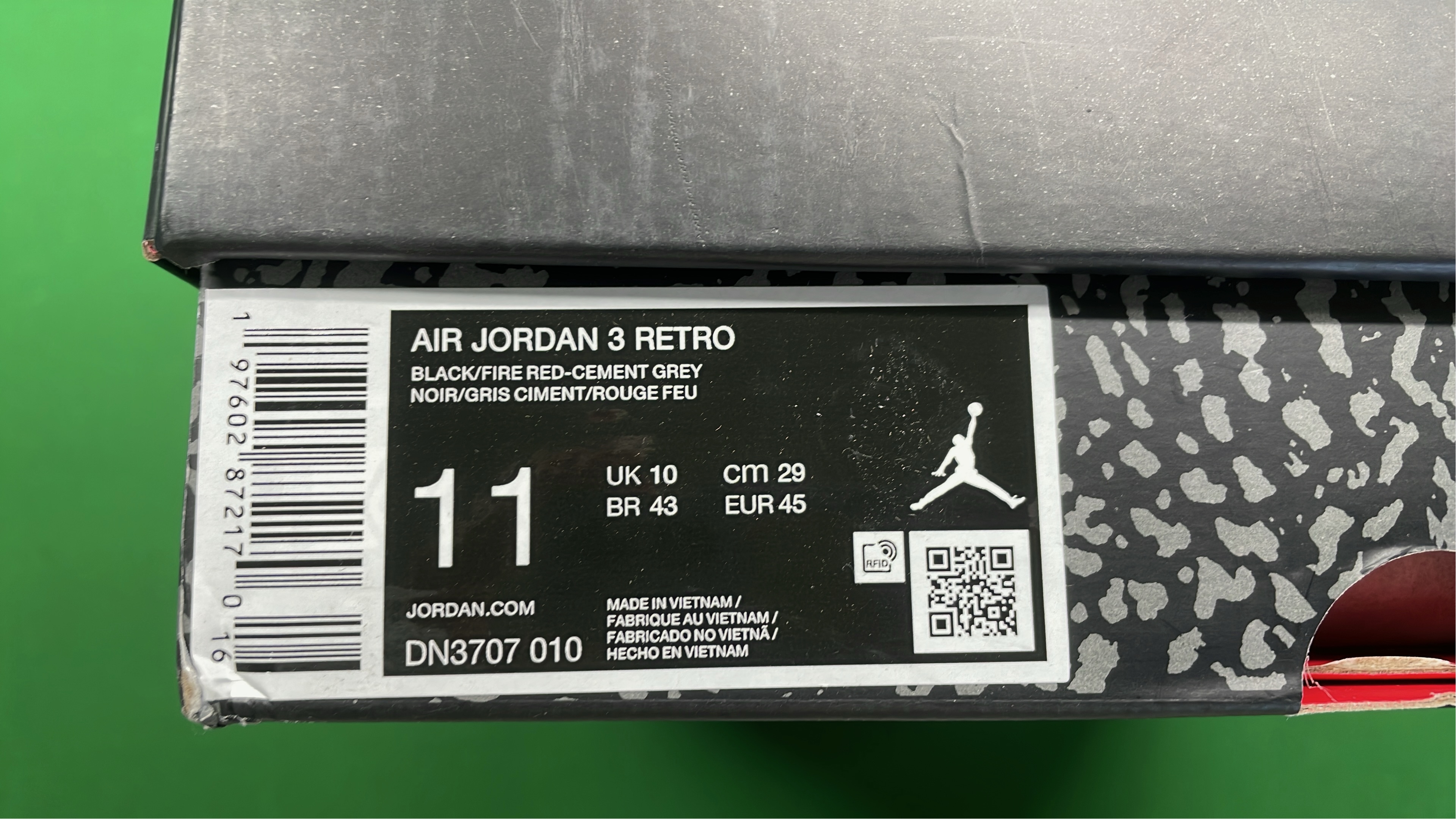 Air Jordan 3 Retro Black Cement Men's Sneakers
