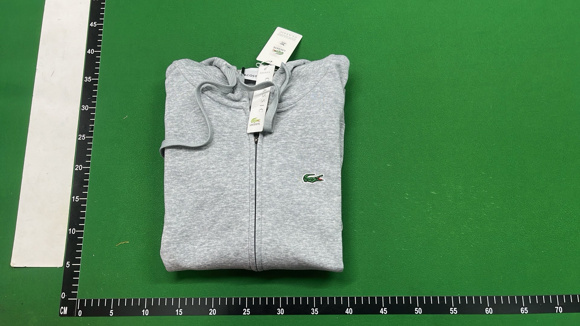 Lacoste White Zip-Up Hoodie with Crocodile Logo