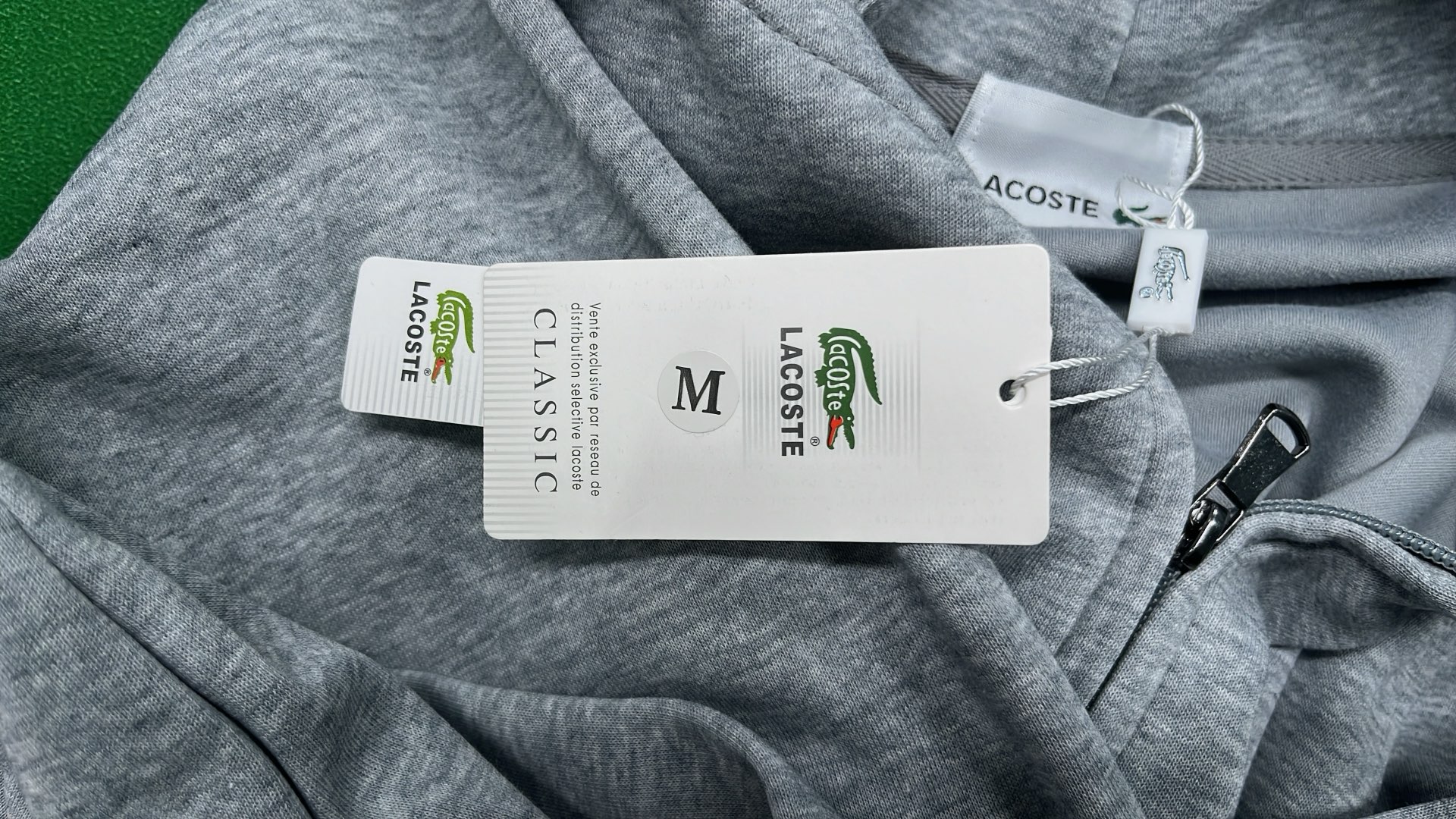 Lacoste White Zip-Up Hoodie with Crocodile Logo