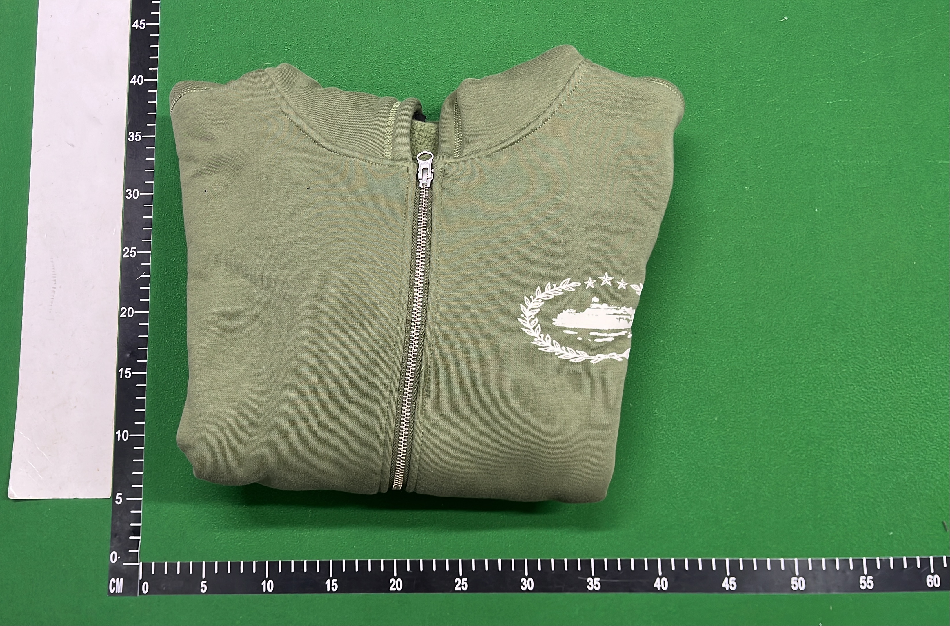 Olive Green Zip-Up Hoodie with Embroidered Logo