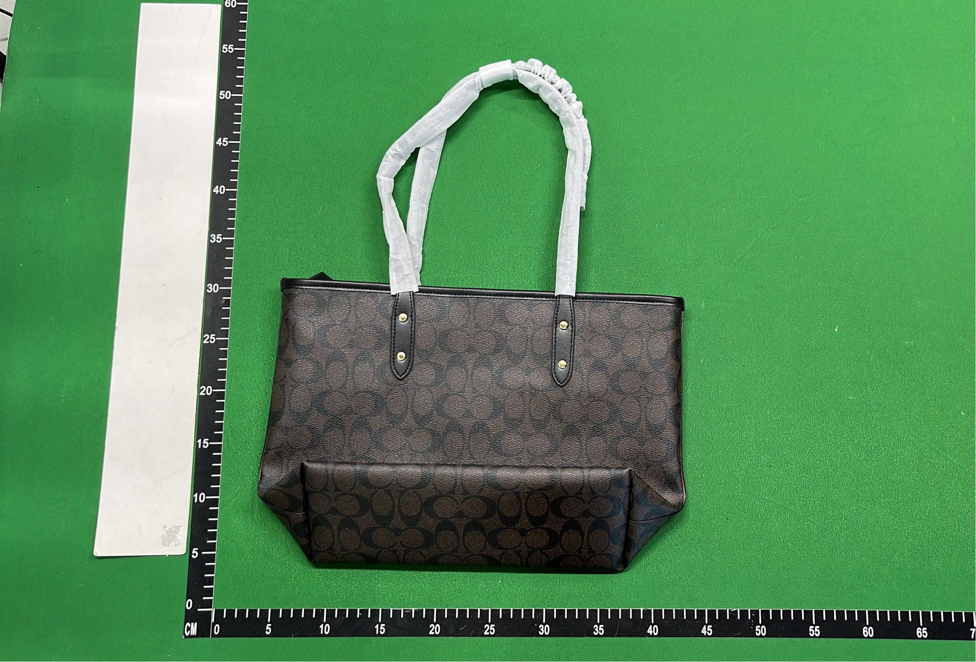 Coach Signature Tote Bag in Beige with White Trim