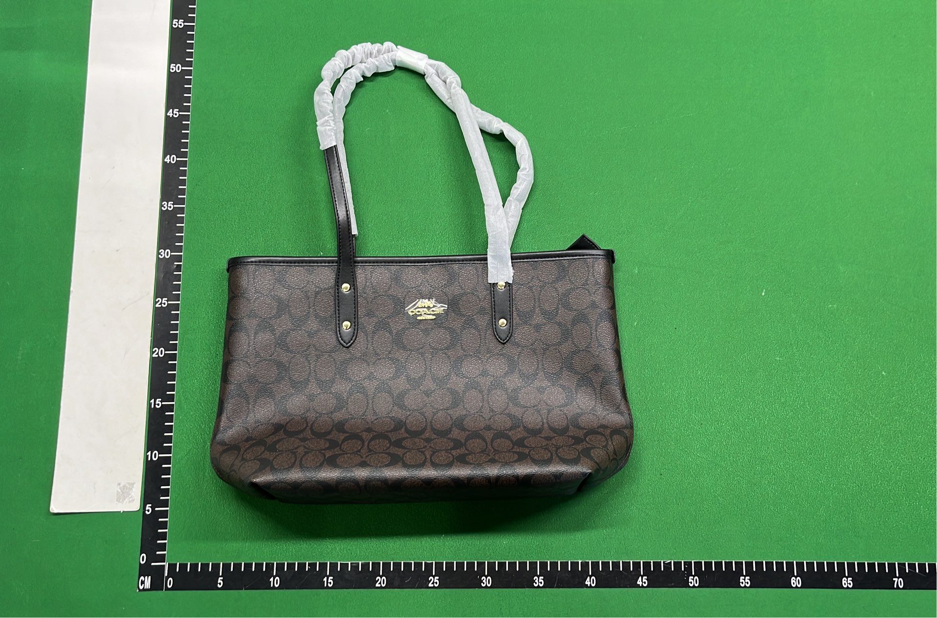 Coach Signature Tote Bag in Beige with White Trim