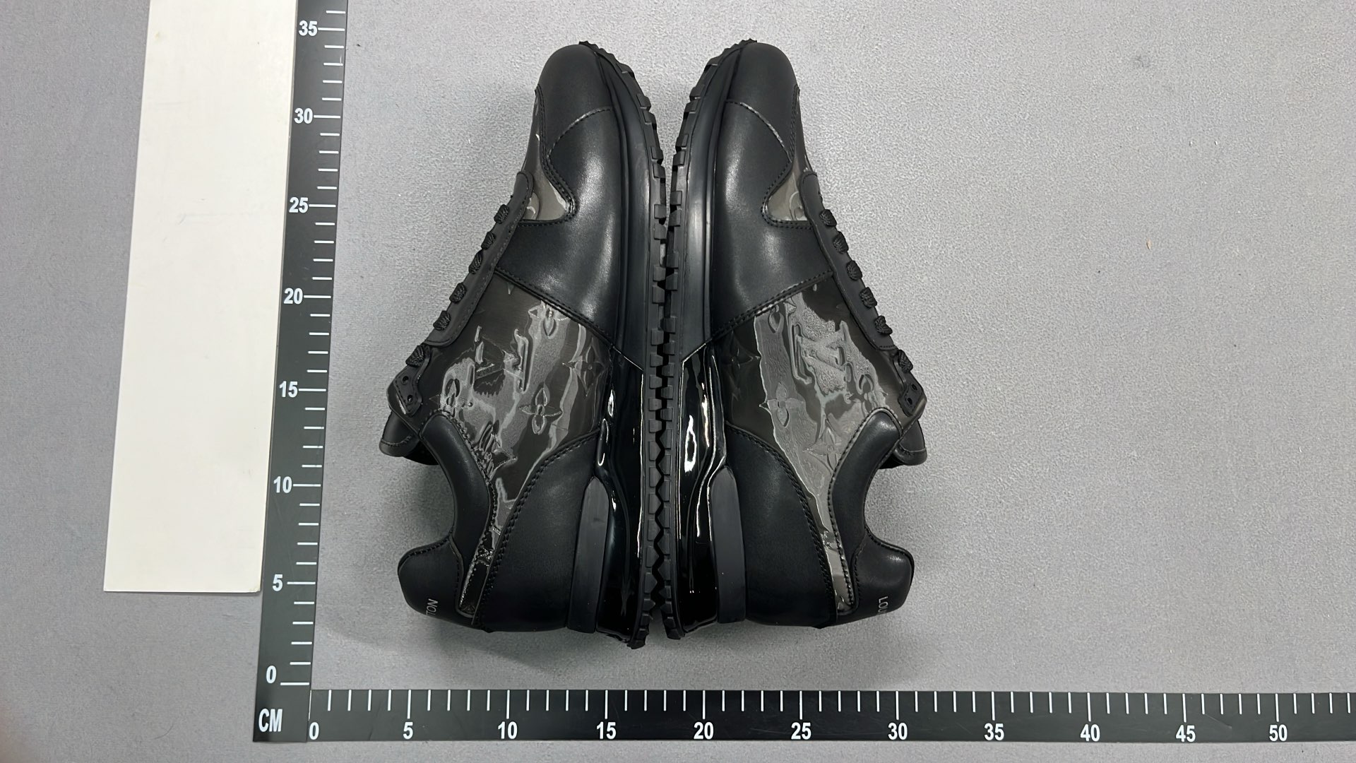 STSA Black Leather Sneakers with LV Logo Design