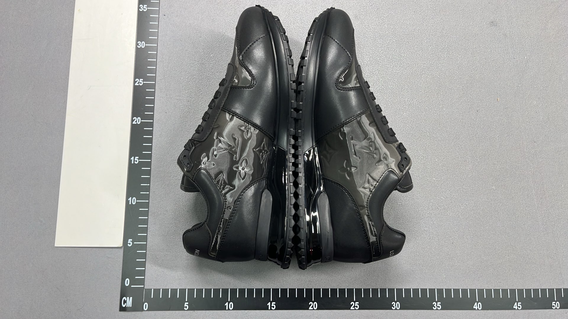 STSA Black Leather Sneakers with LV Logo Design