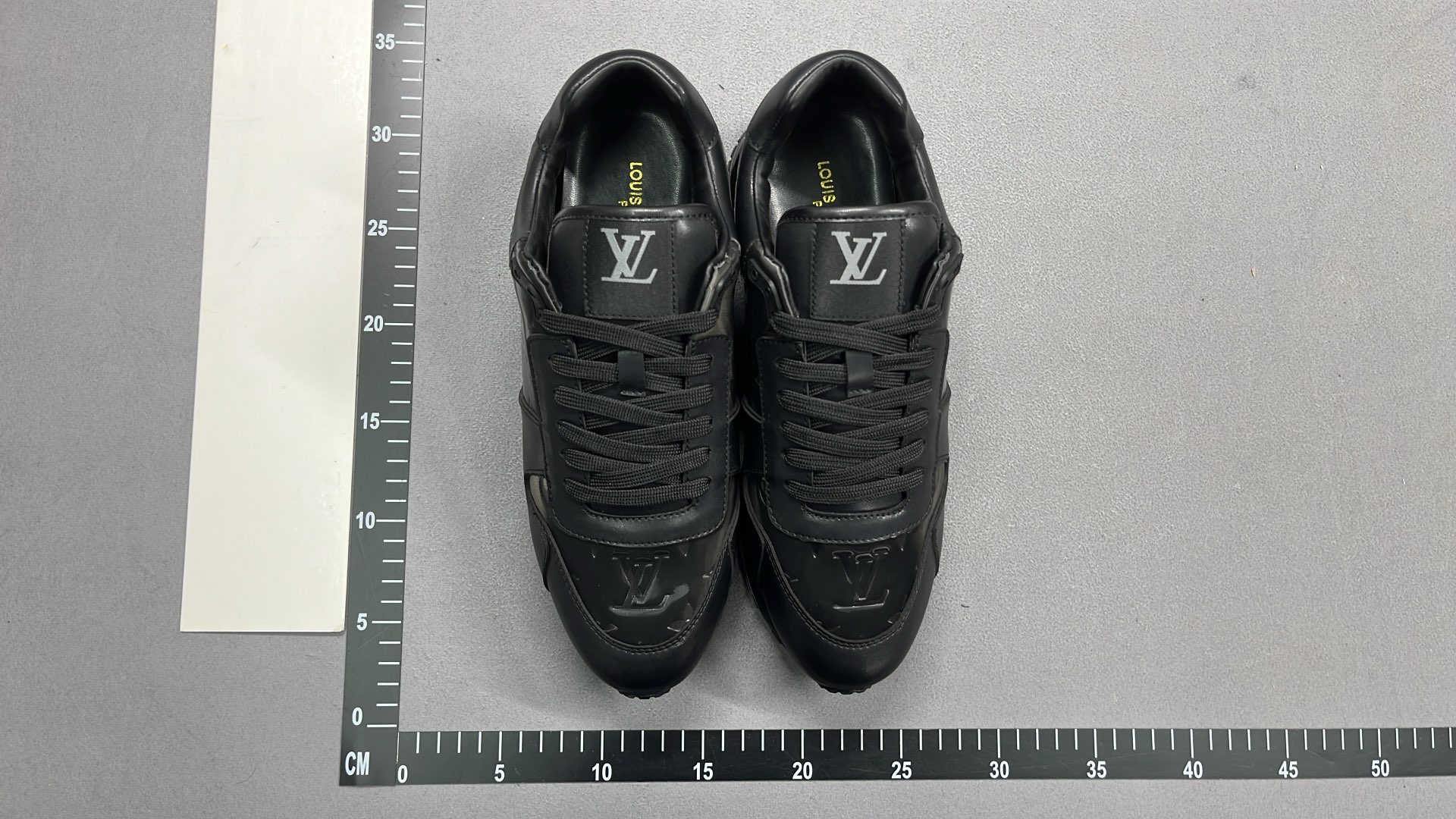 STSA Black Leather Sneakers with LV Logo Design