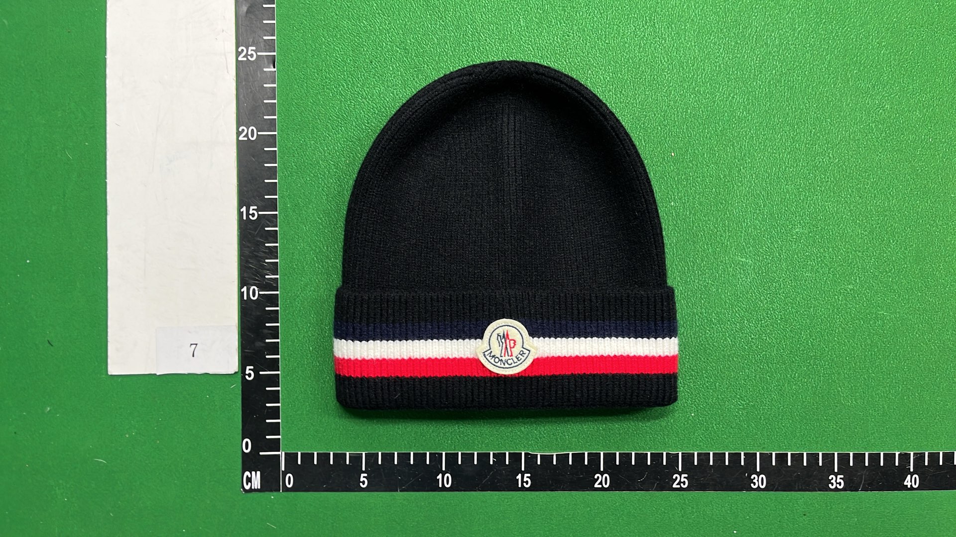 Moncler Knit Beanie Hat with Stripe Design - Black and Gray