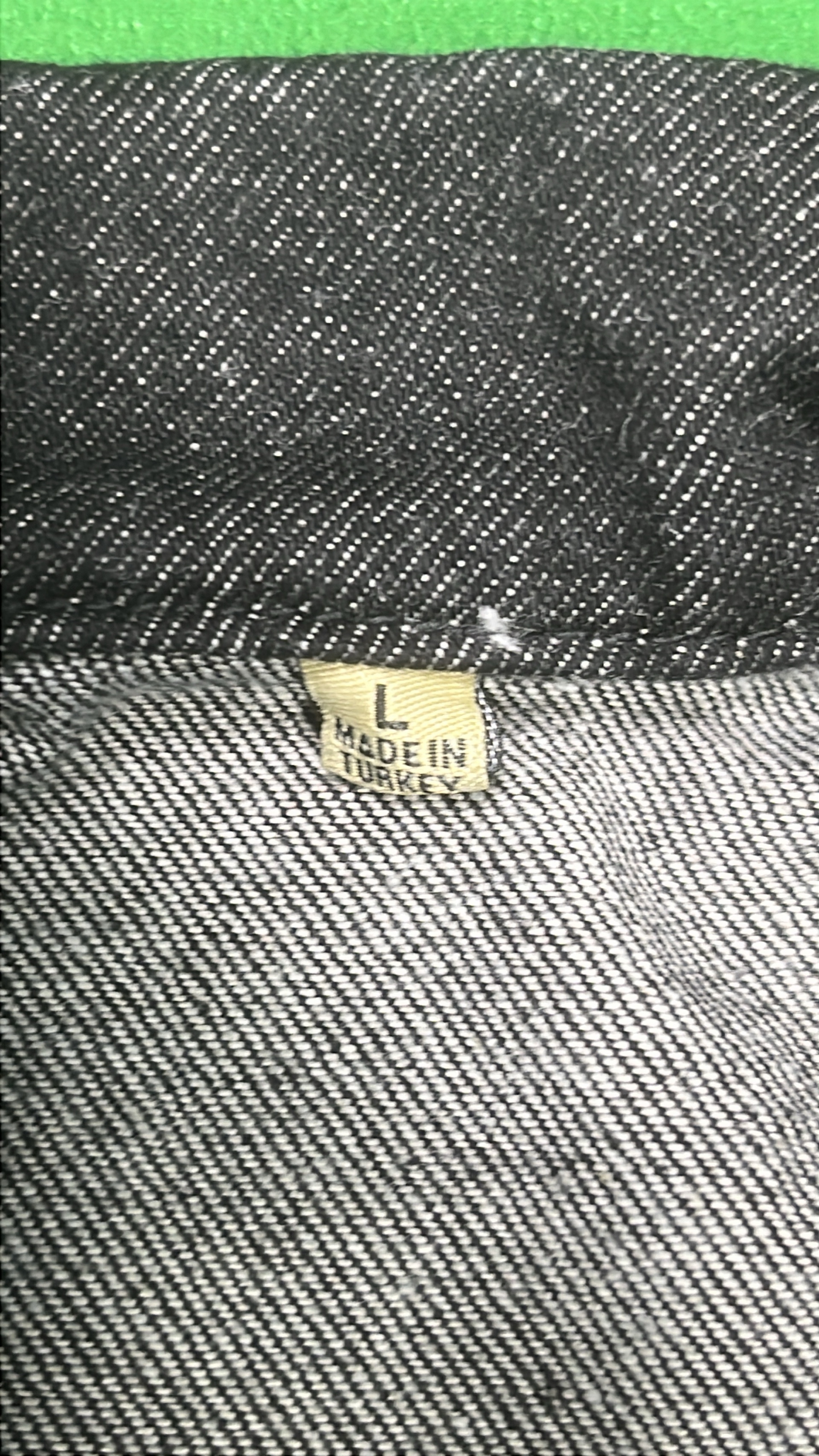 Black Denim Jacket with Silver Buttons and Tags