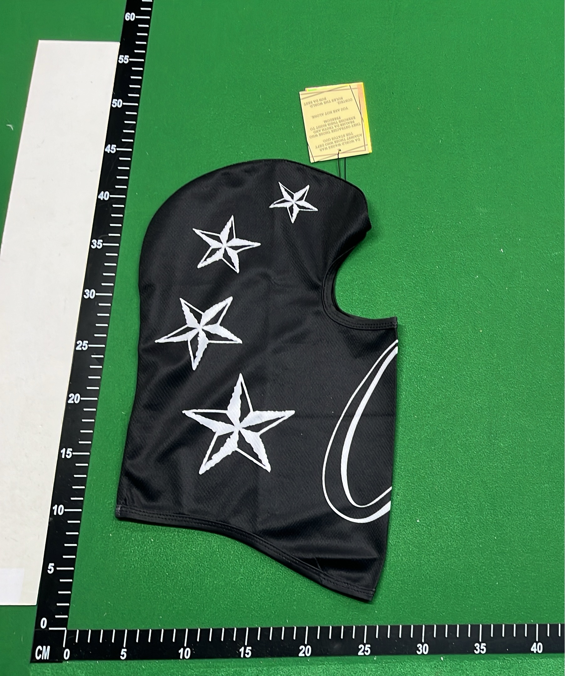 Black Star Pattern Face Mask with White Stars and Logo