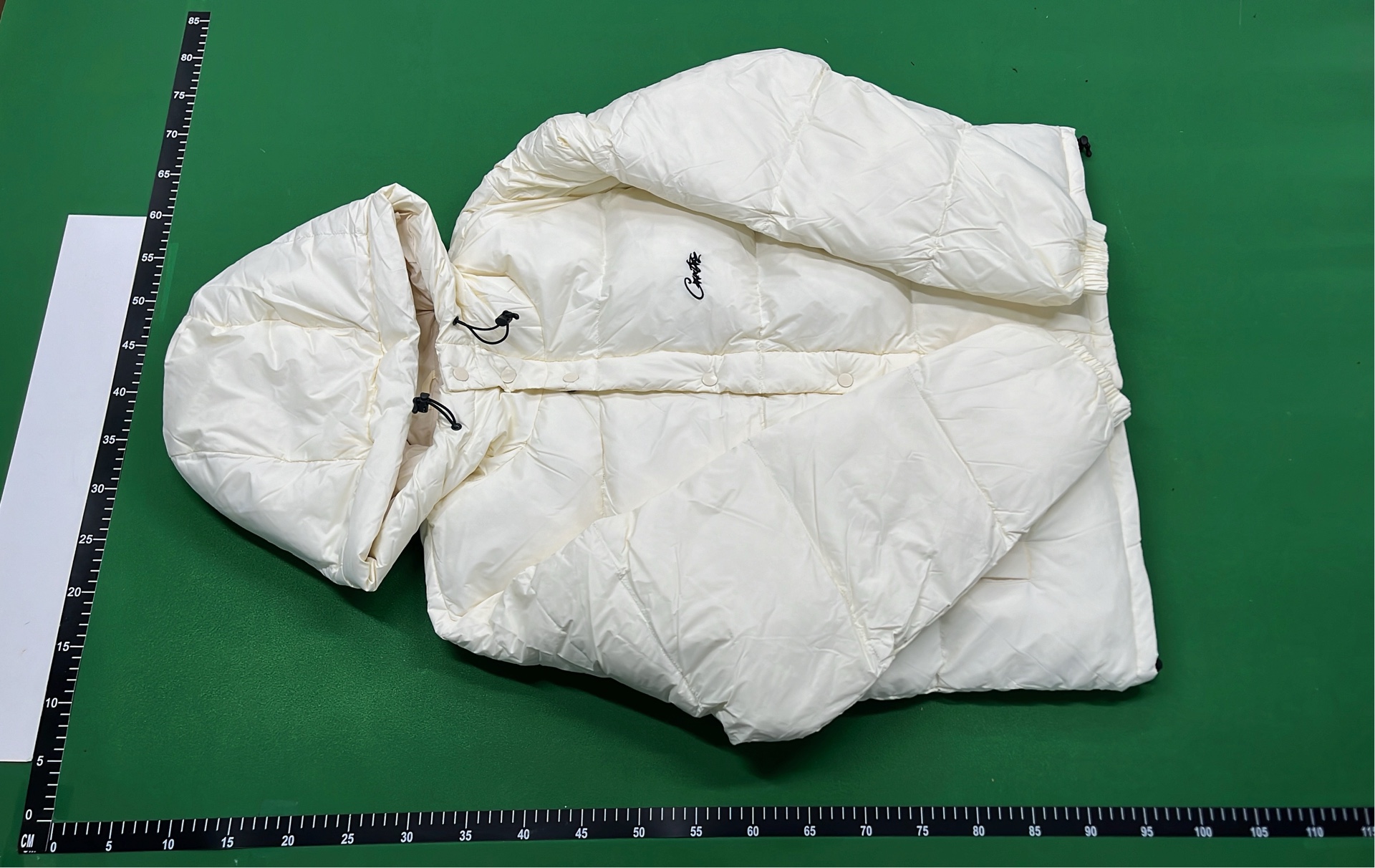Cream Hooded Puffer Jacket for Men and Women
