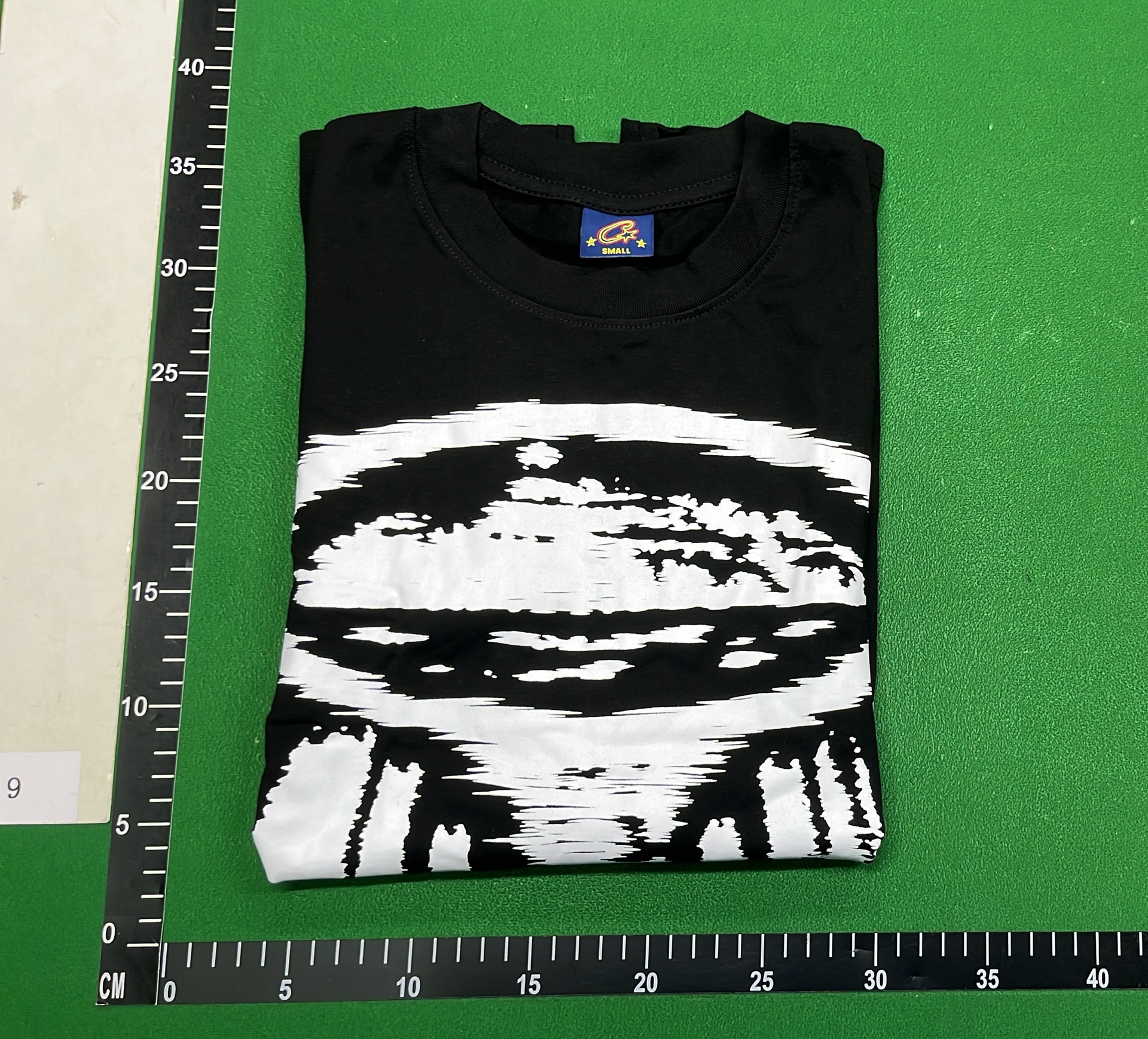 Black T-Shirt with Abstract White Hand Print Design