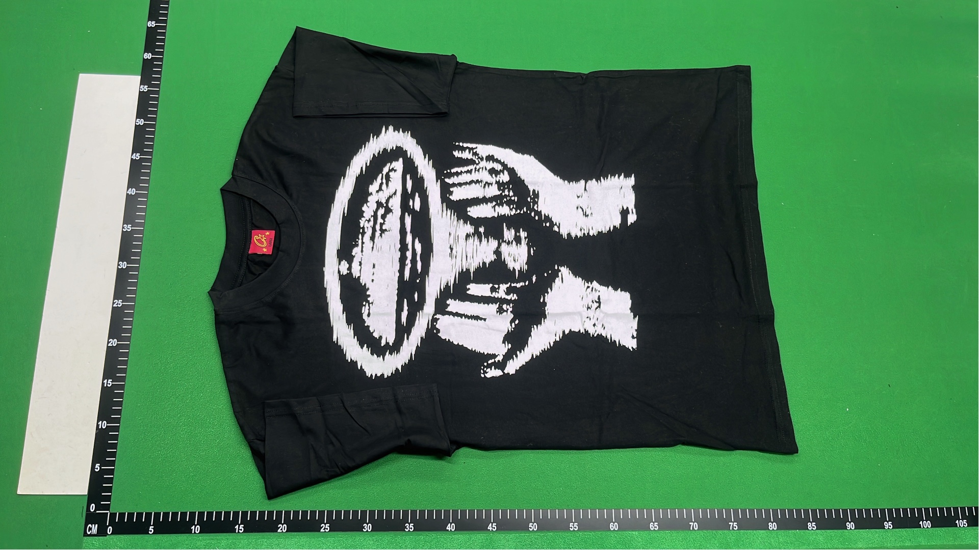 Black T-Shirt with Abstract White Hand Print Design