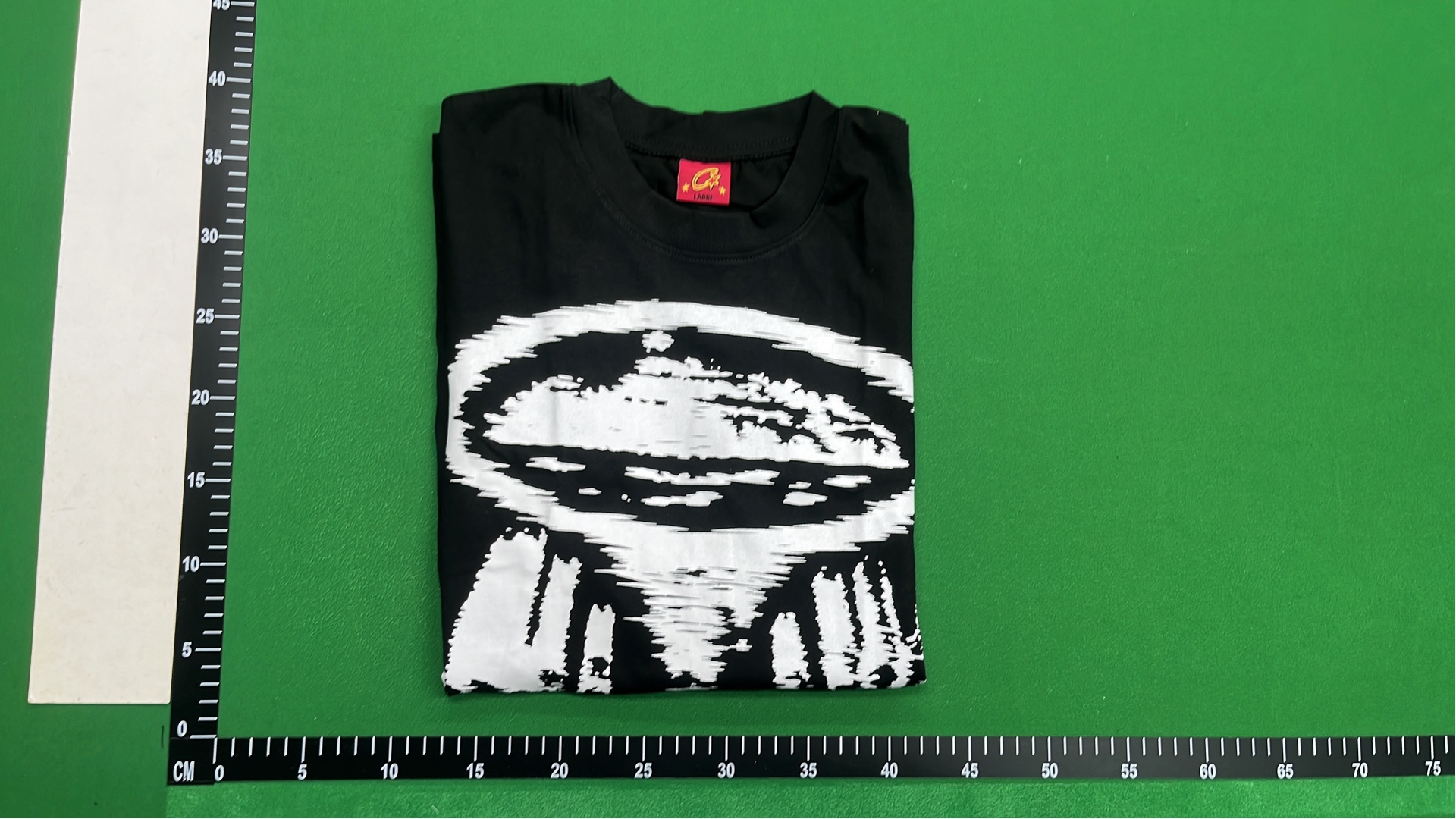 Black T-Shirt with Abstract White Hand Print Design