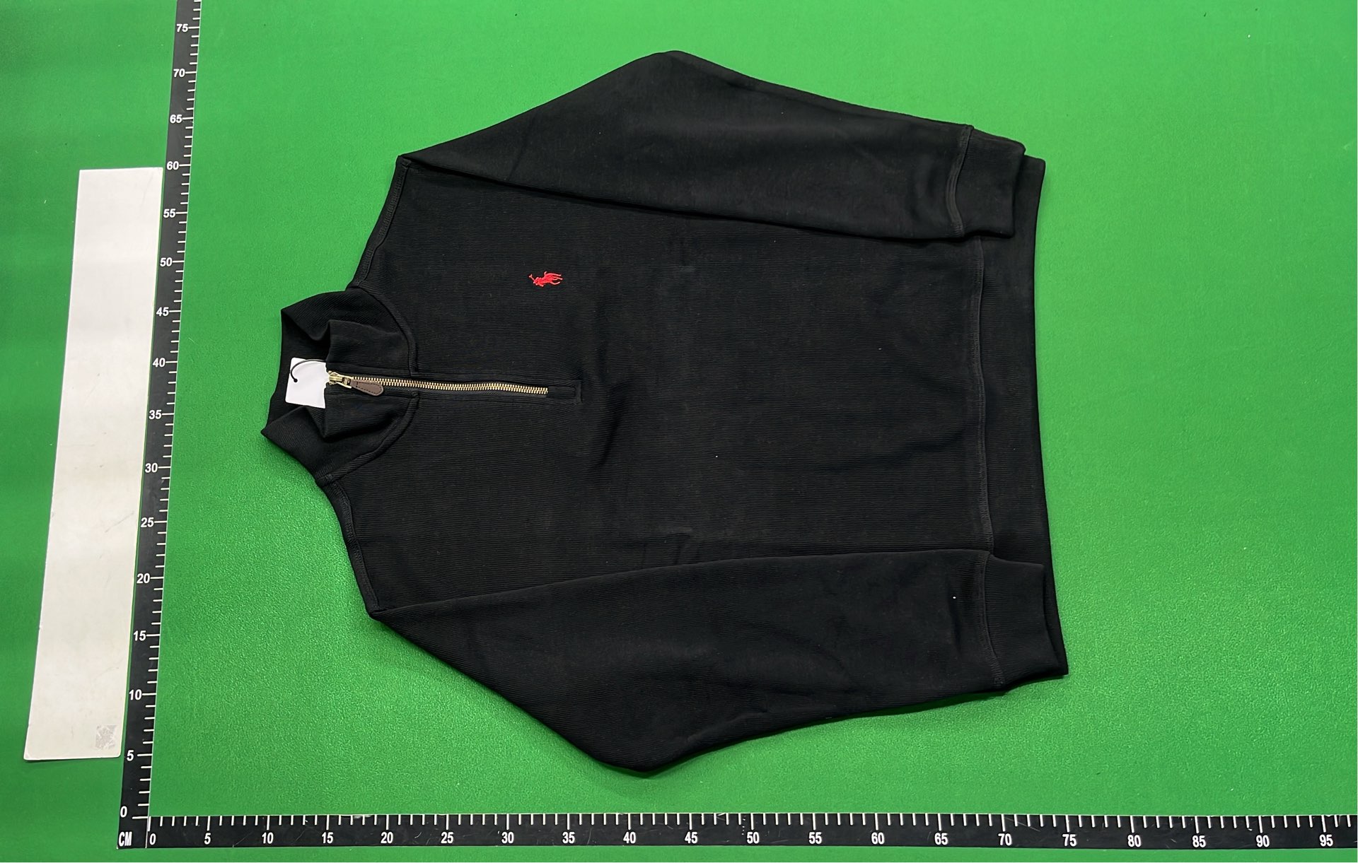 Black Half-Zip Pullover with Red Pony Logo