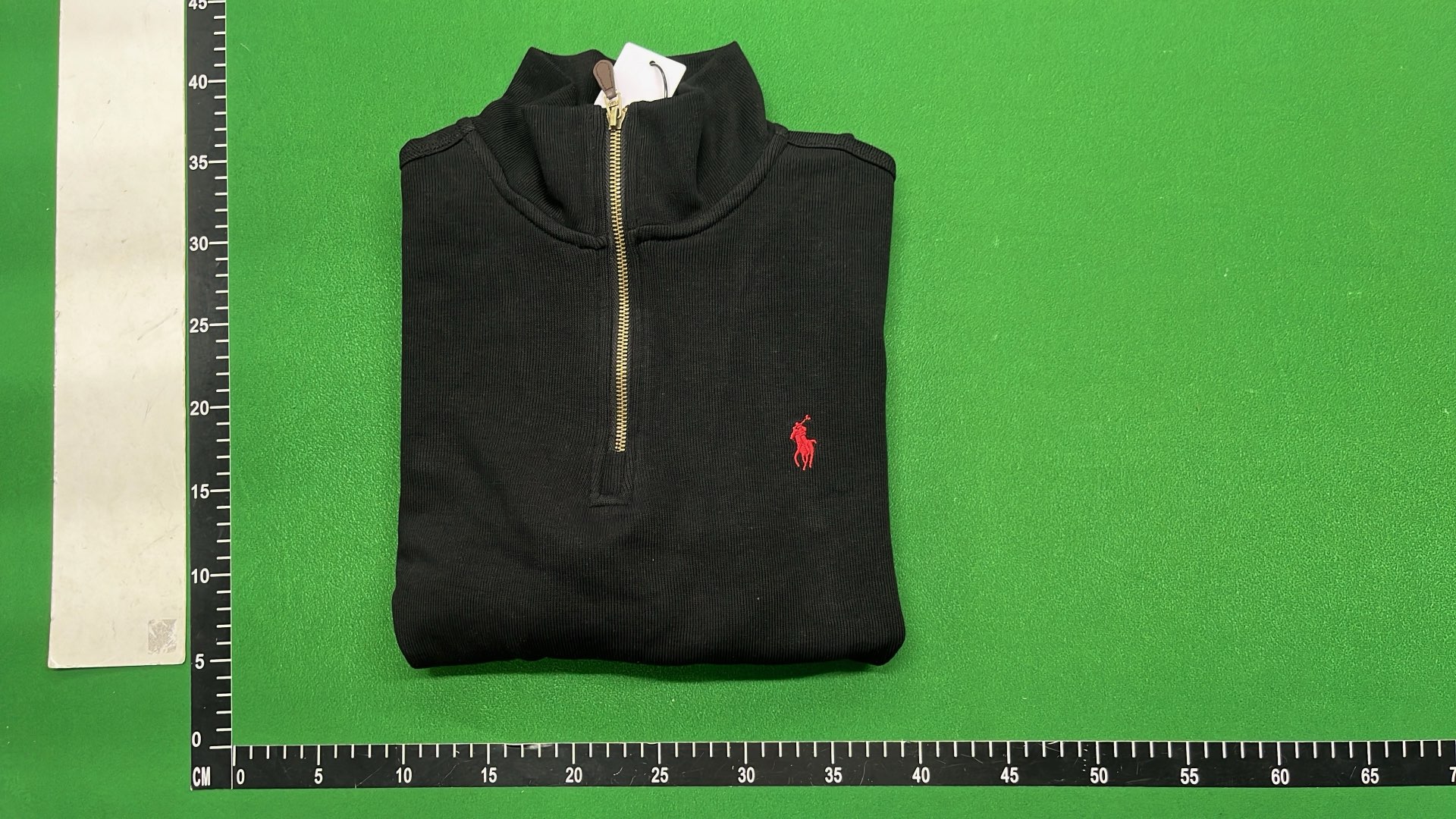 Black Half-Zip Pullover with Red Pony Logo