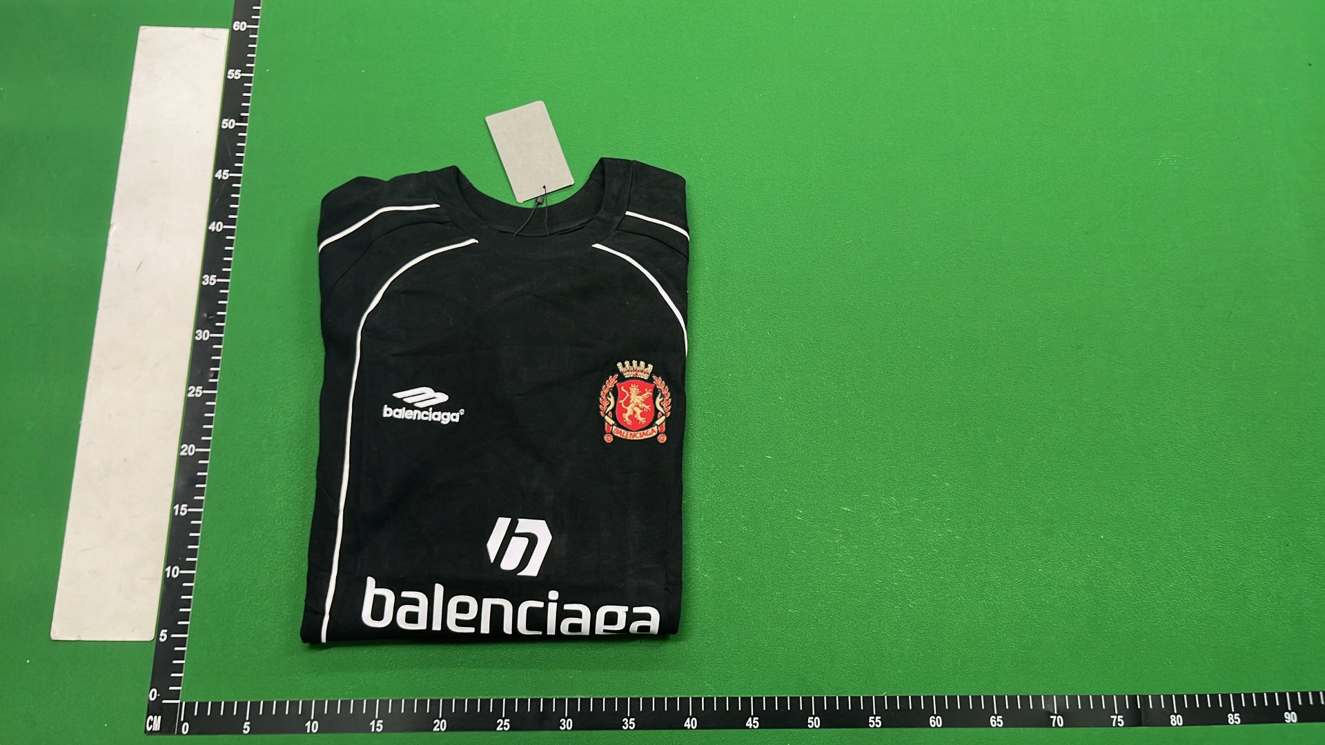Balenciaga Black T-Shirt with Reflective Stripes and Logo