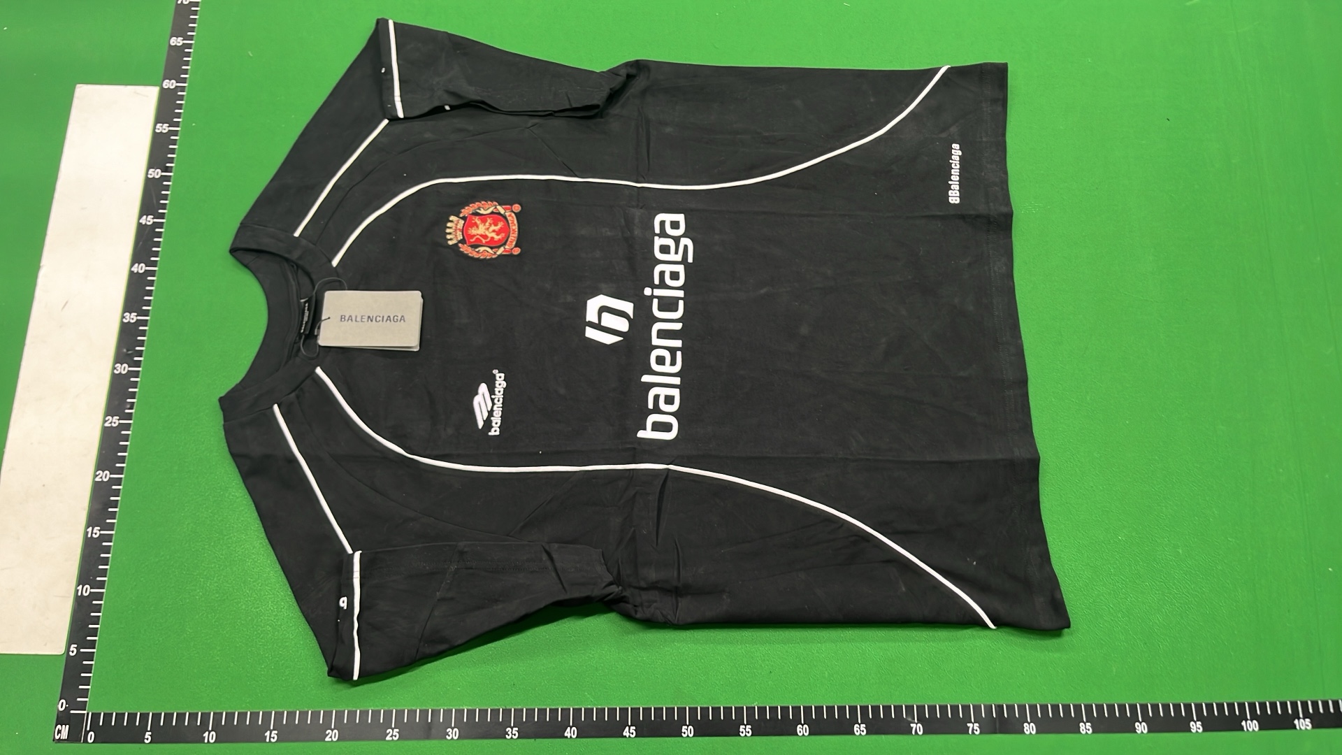 Balenciaga Black T-Shirt with Reflective Stripes and Logo